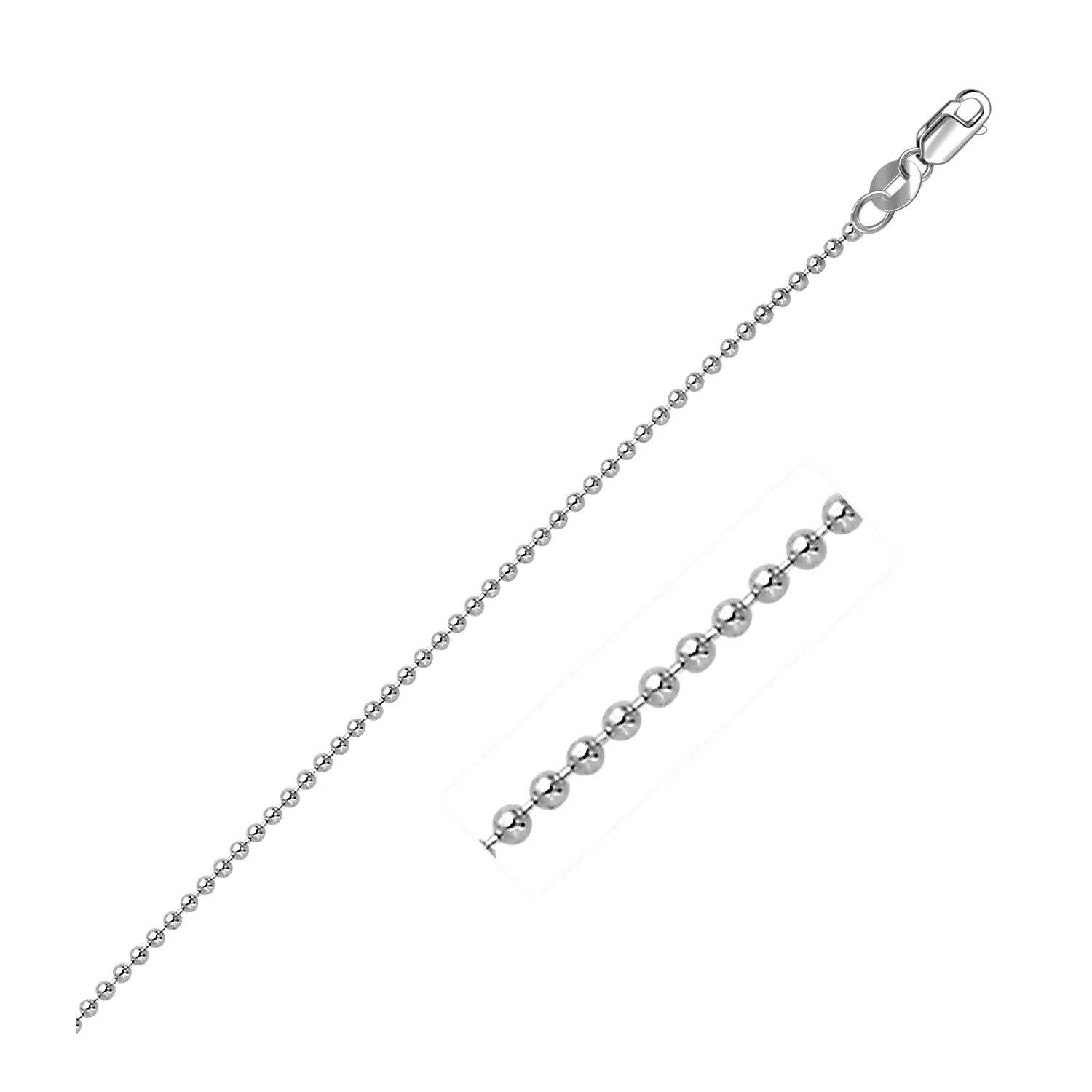 14k White Gold Bead Chain 1.5mm - Image 5