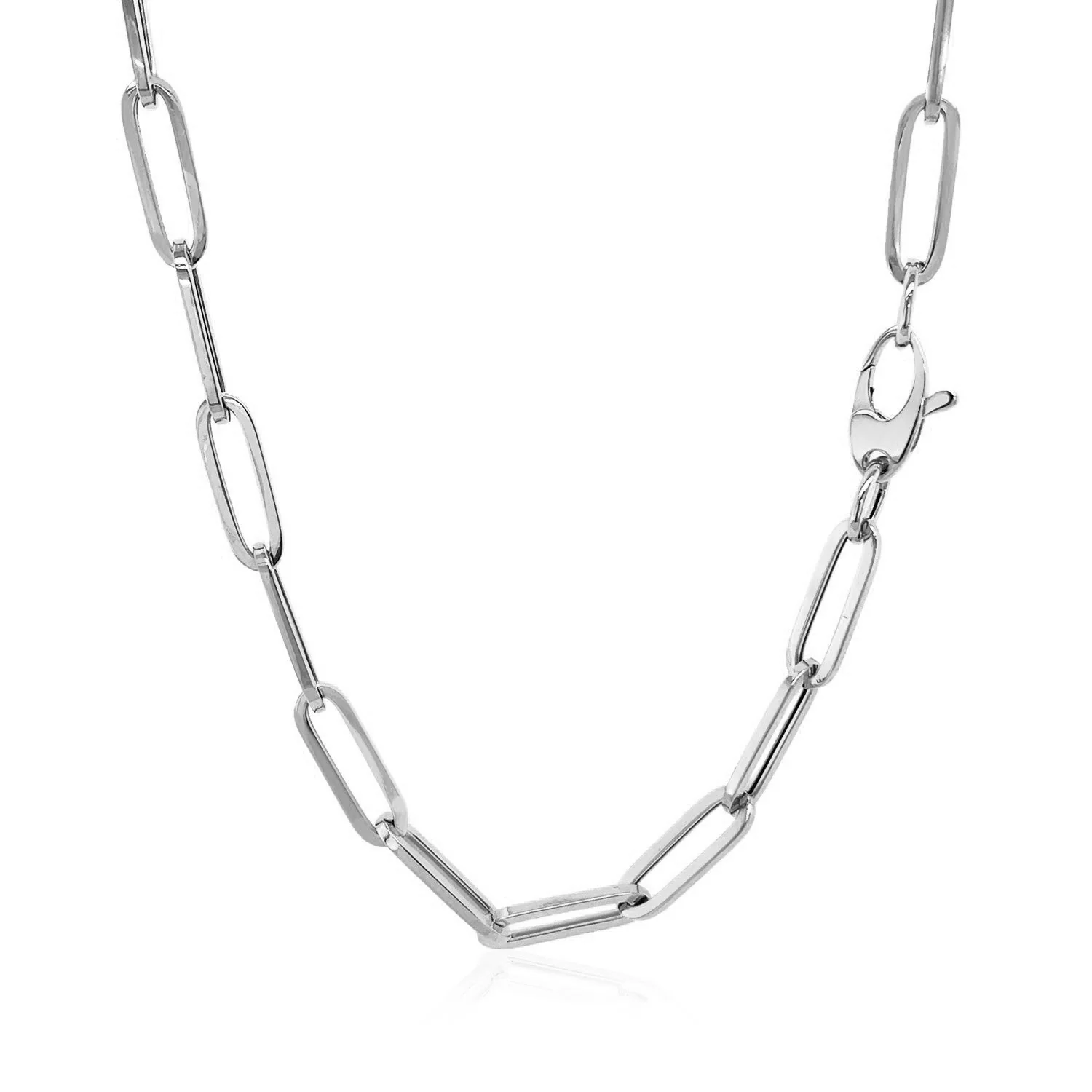 14k White Gold Bold Paperclip Chain (4.2 mm) - Image 10