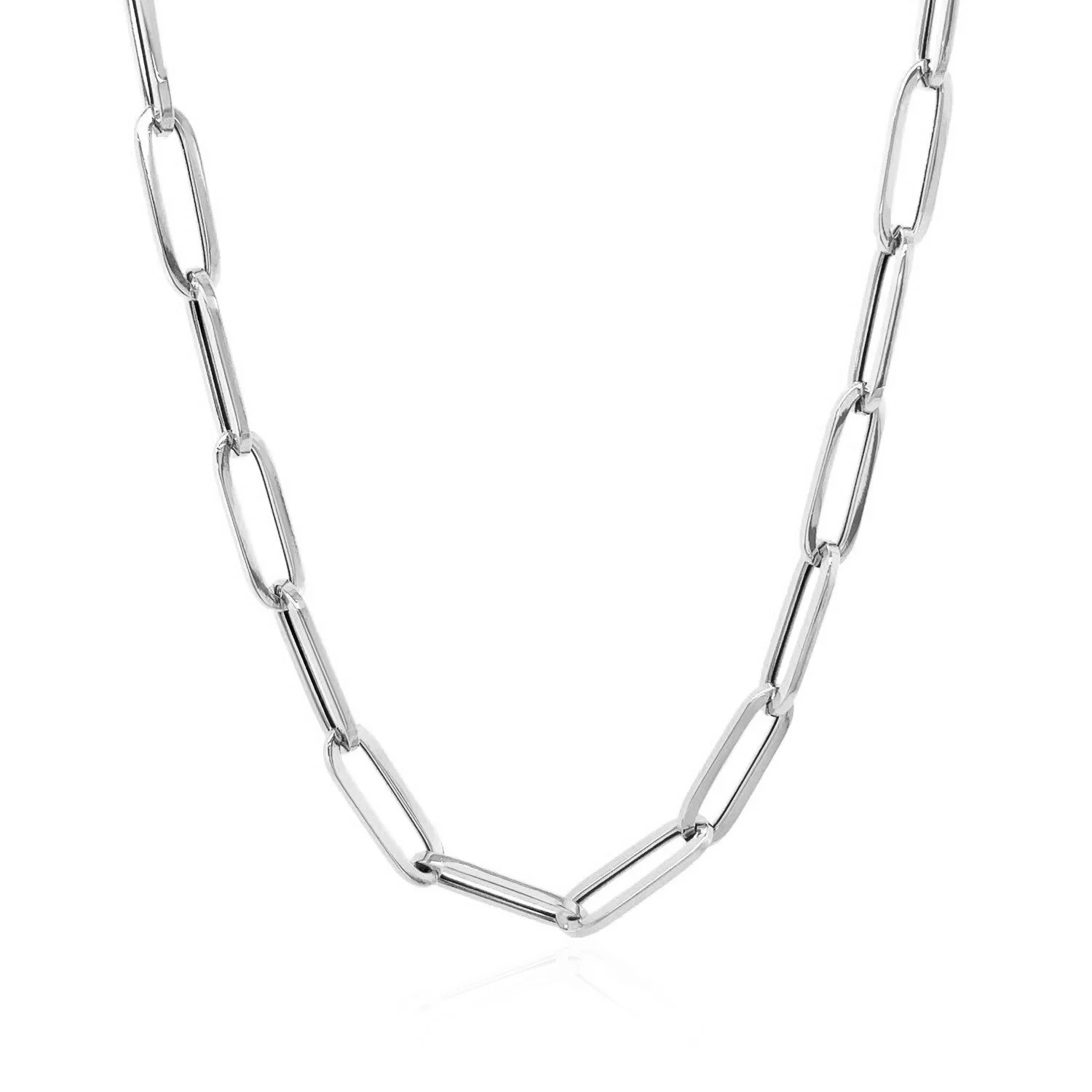 14k White Gold Bold Paperclip Chain (4.2 mm) - Image 9