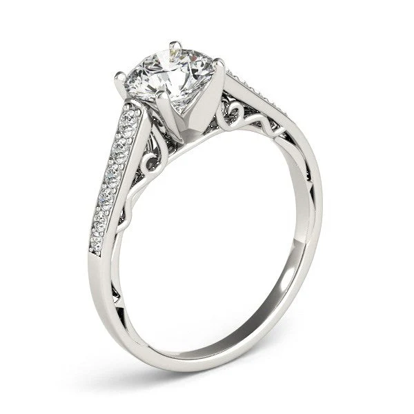 14k White Gold Cathedral Design Diamond Engagement Ring (1 1/4 cttw) - Image 7
