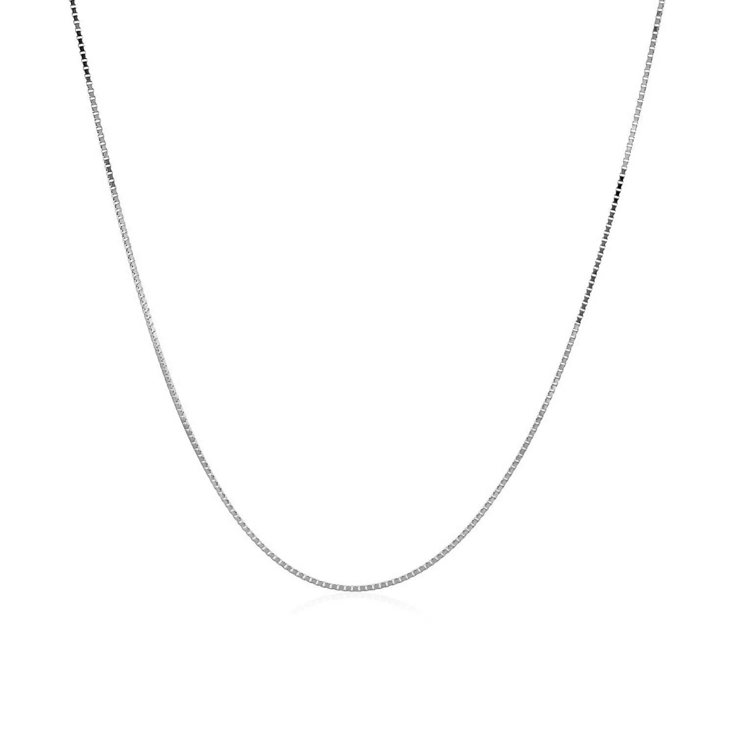 14k White Gold Classic Box Chain 0.6mm - Image 2