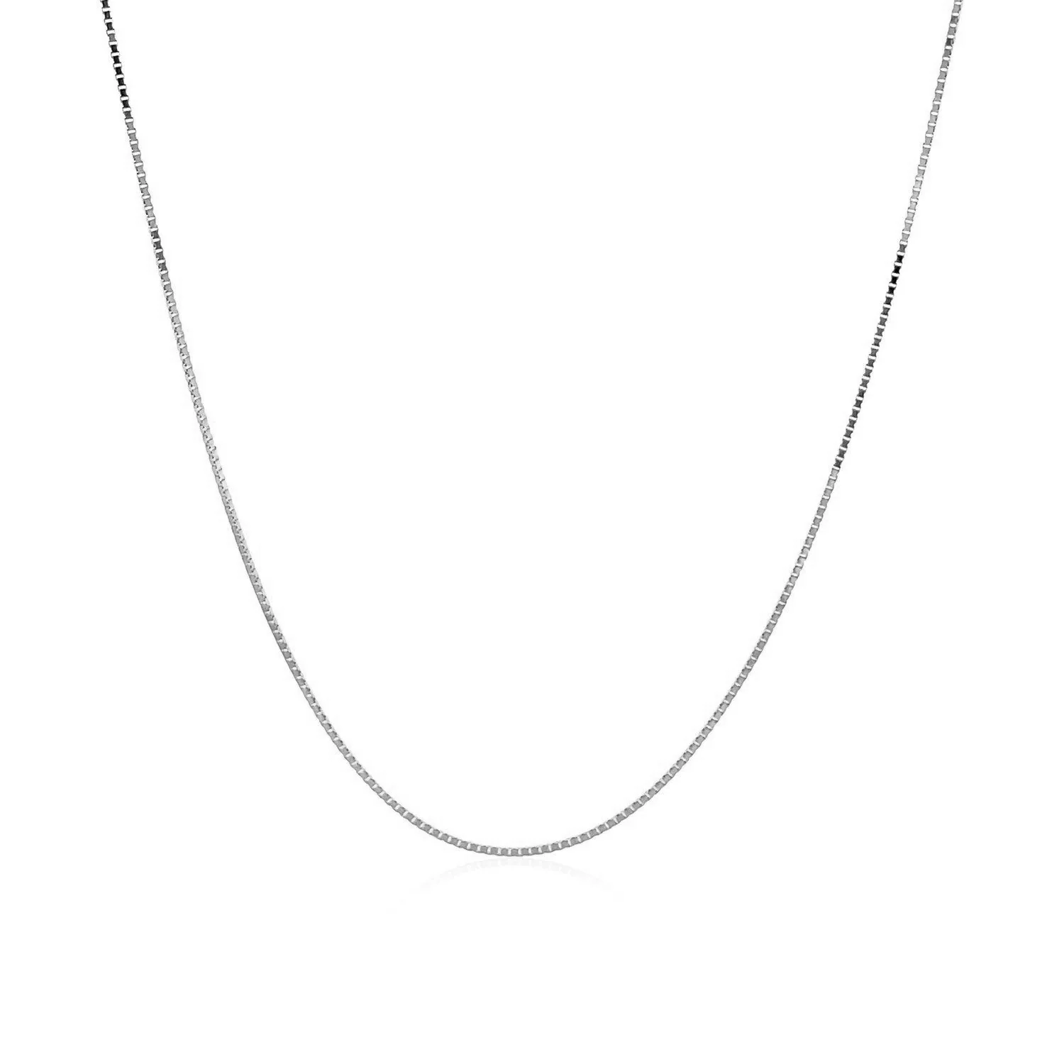 14k White Gold Classic Box Chain 0.6mm - Image 8