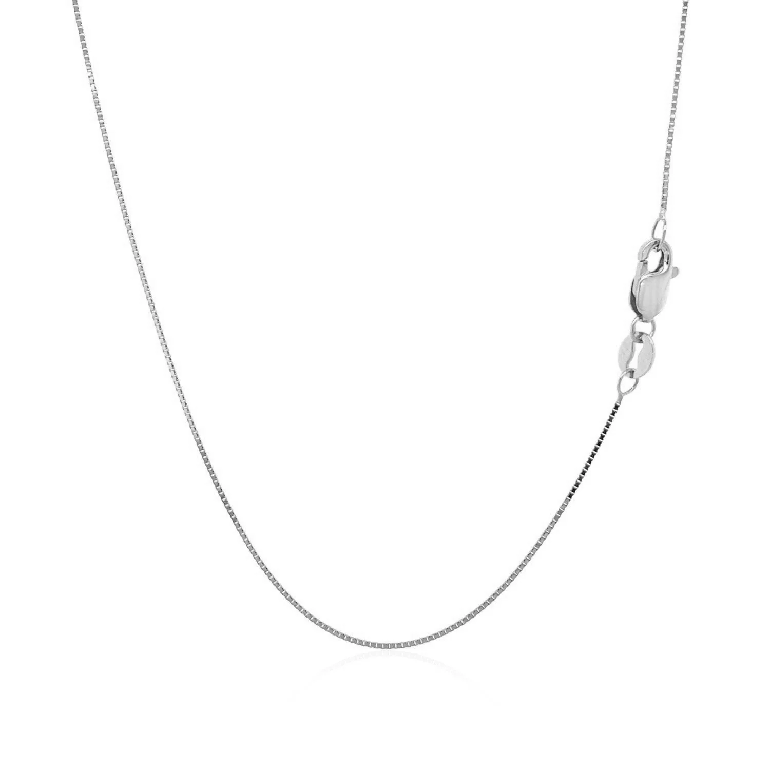 14k White Gold Classic Box Chain 0.6mm - Image 9