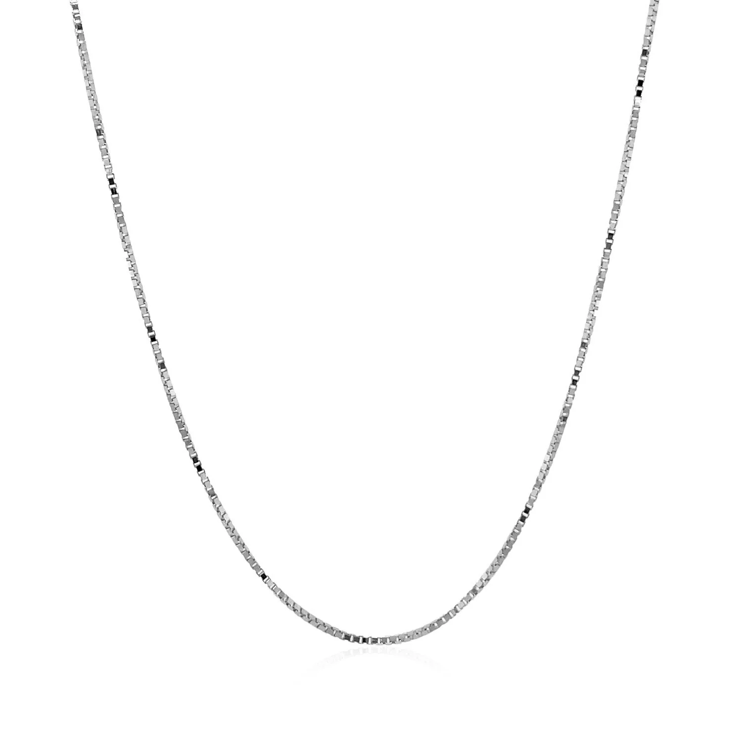 14k White Gold Classic Box Chain 0.7mm - Image 2