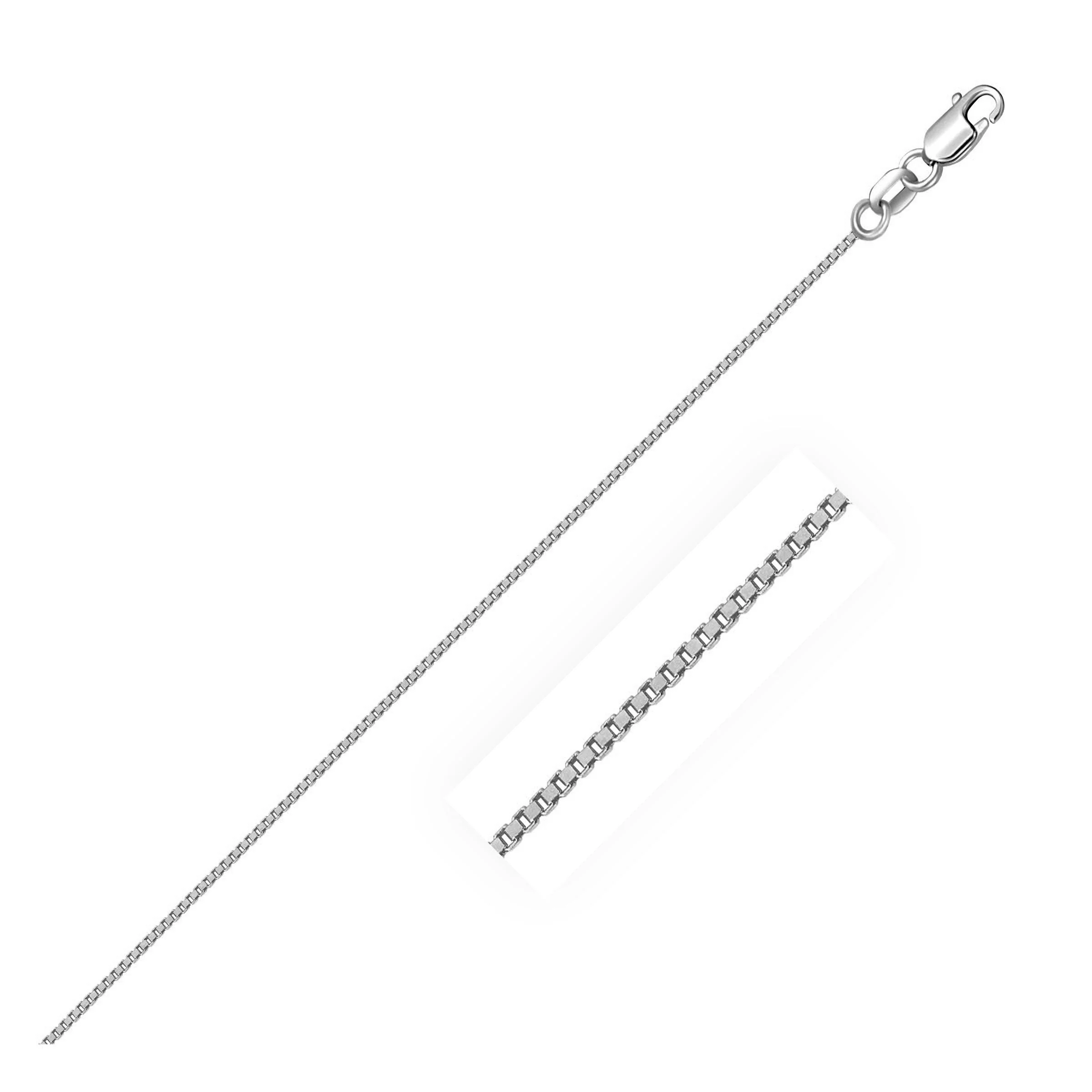 14k White Gold Classic Box Chain 0.7mm - Image 5