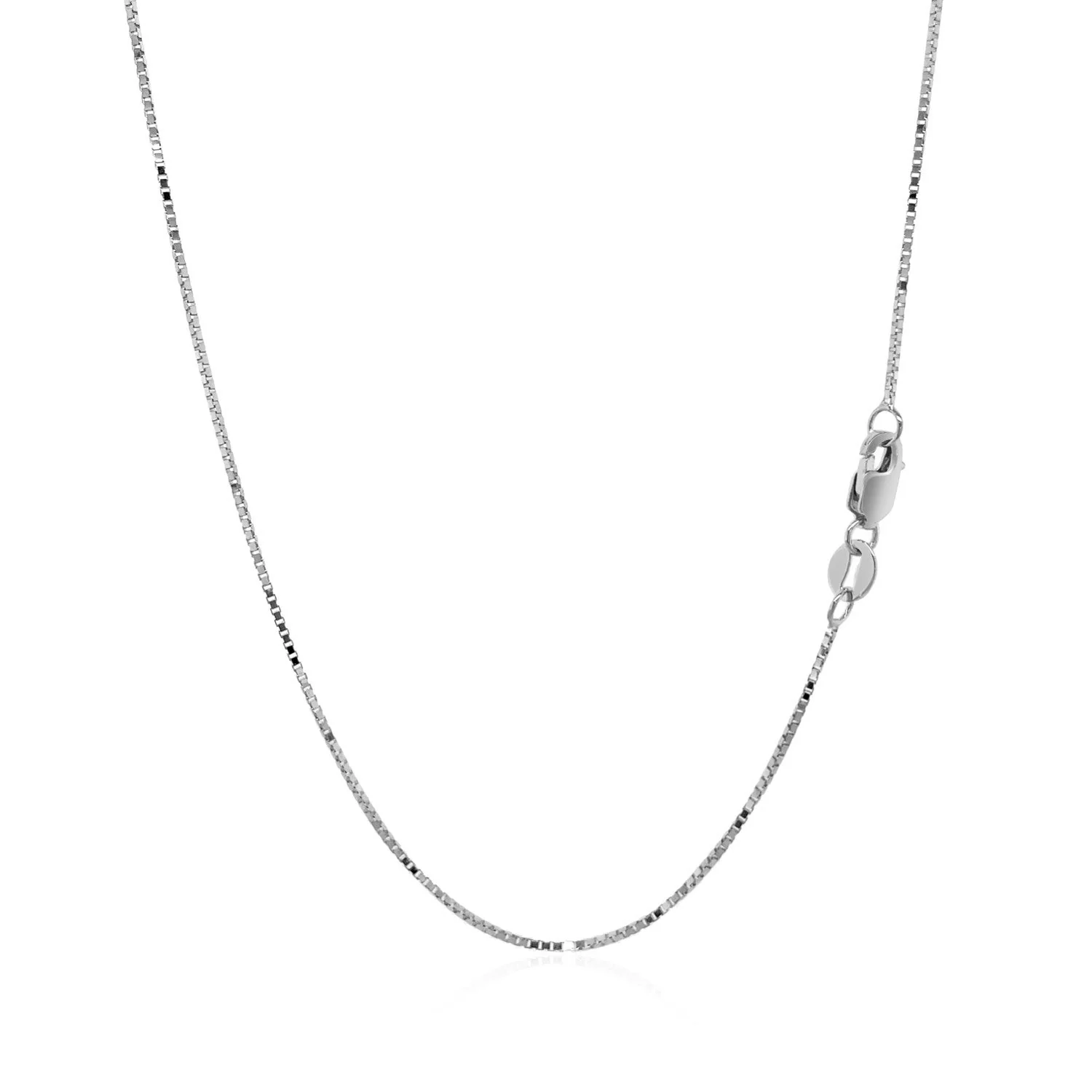 14k White Gold Classic Box Chain 0.7mm - Image 7