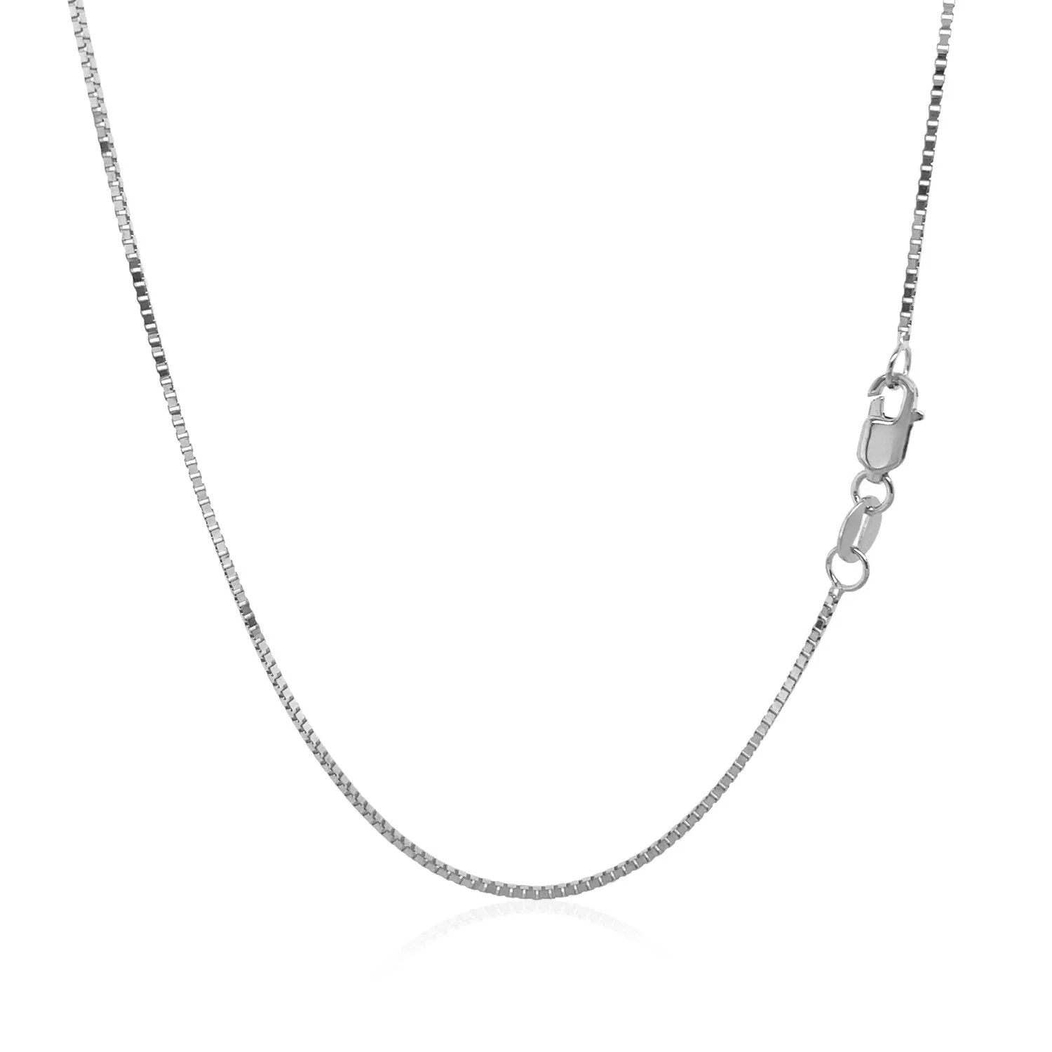 14k White Gold Classic Box Chain 0.8mm - Image 7