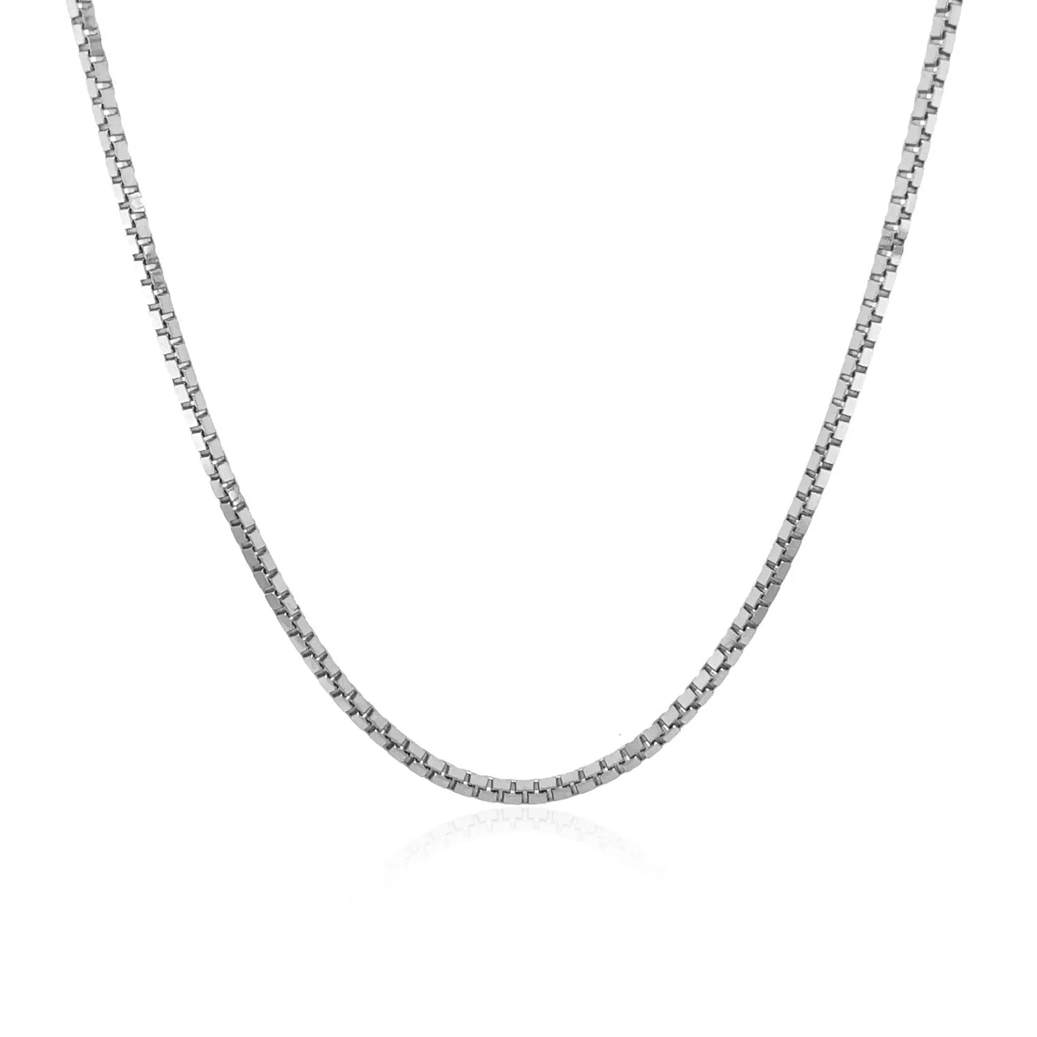 14k White Gold Classic Box Chain 1.4mm - Image 9