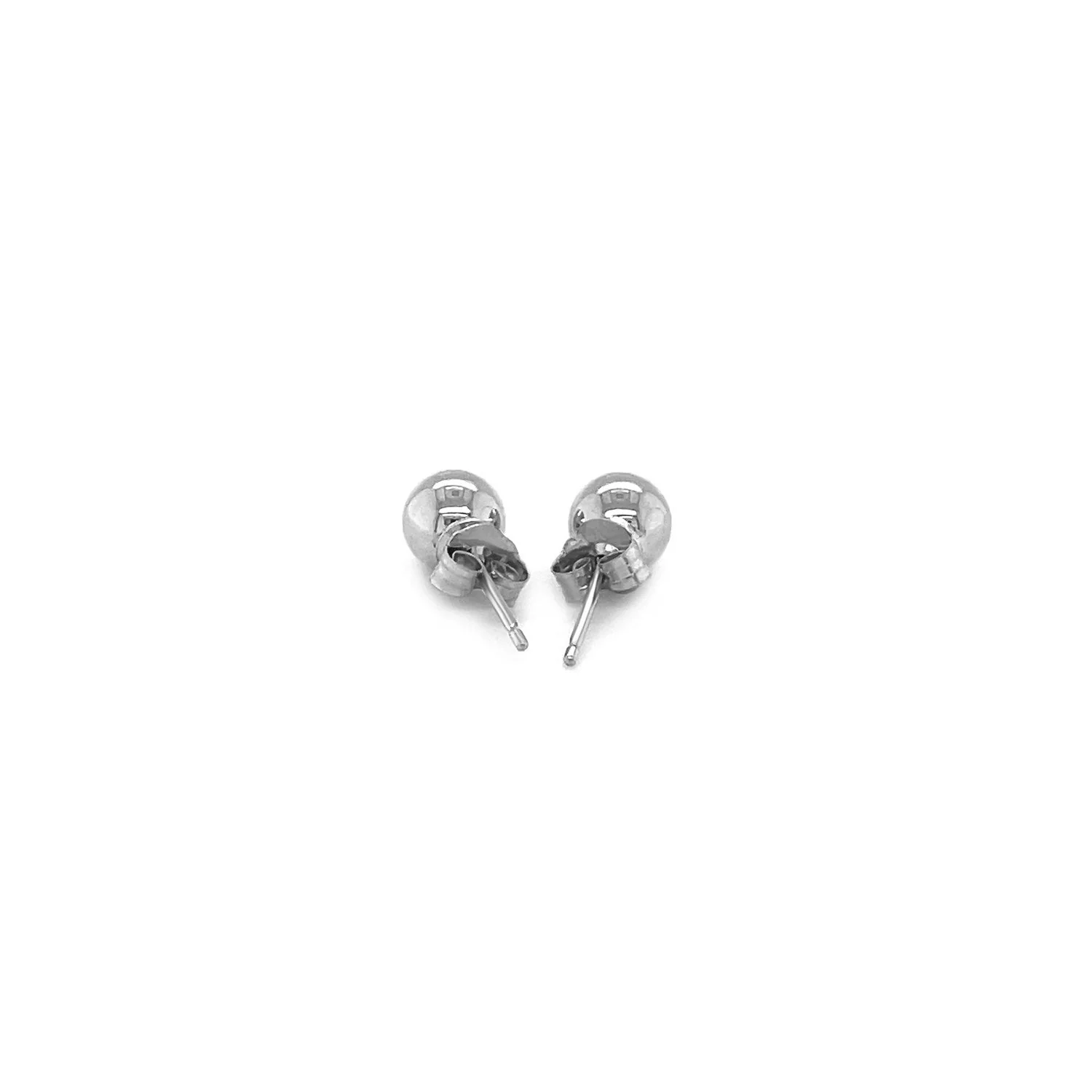 14k White Gold Classic Round Stud Earrings (5.0 mm) - Image 6