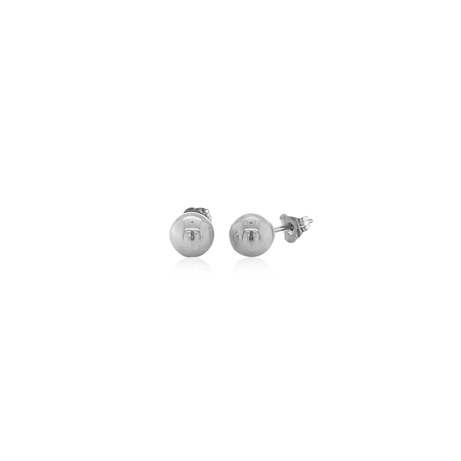 14k White Gold Classic Round Stud Earrings (6.0 mm) - Image 5
