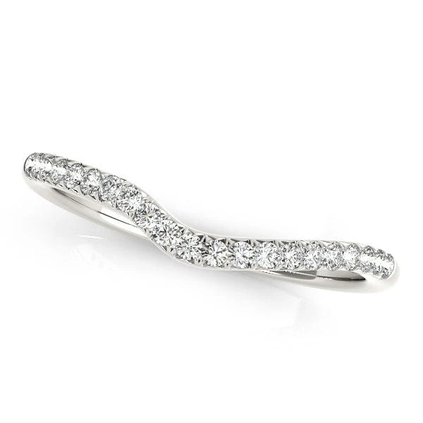 14k White Gold Curved Pave Diamond Wedding Ring (1/4 cttw) - Image 2
