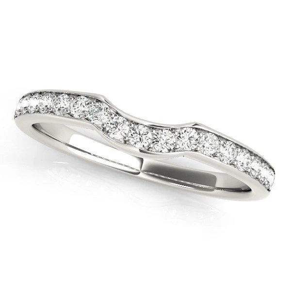 14k White Gold Curved Style Diamond Wedding Ring (1/4 cttw) - Image 2
