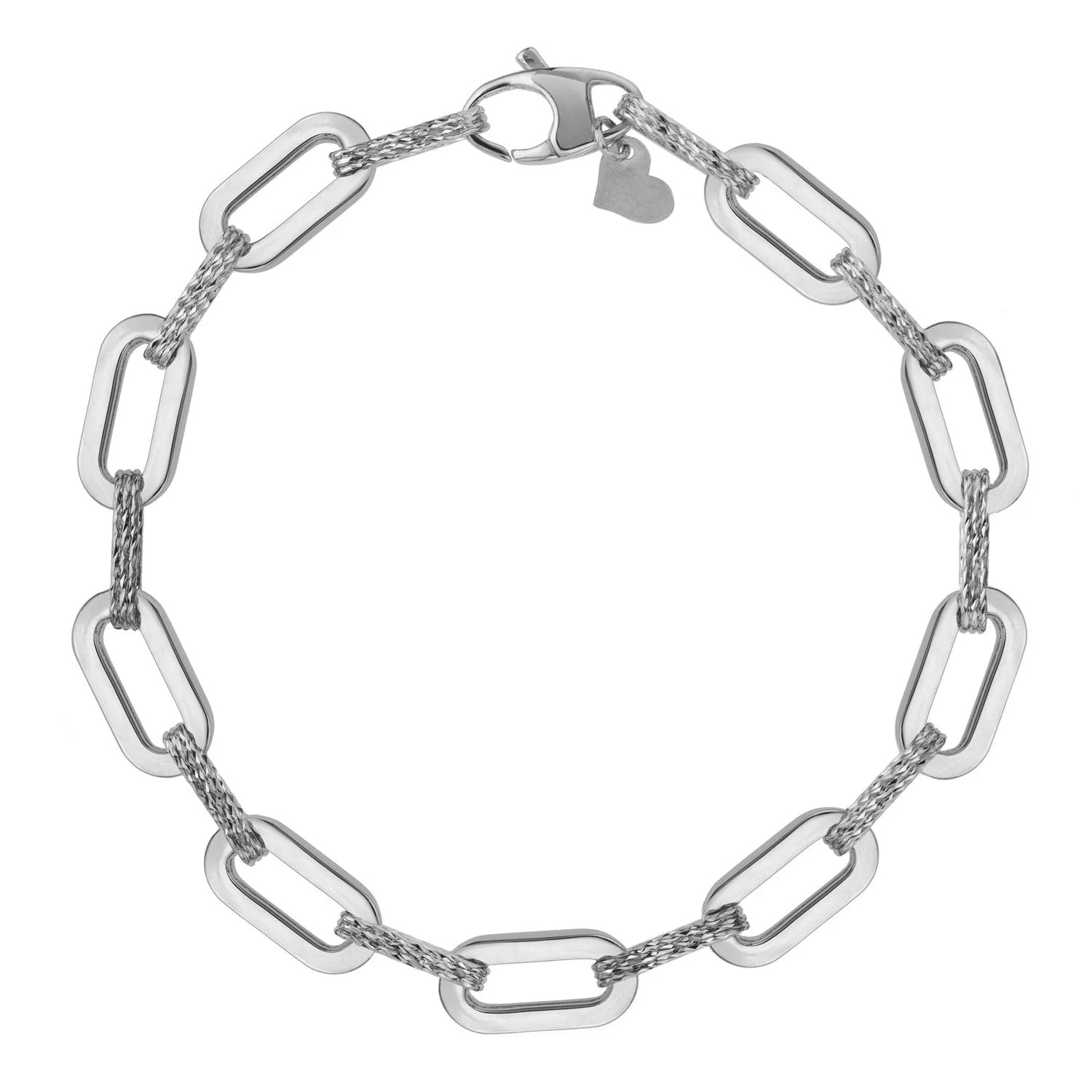 14k White Gold Diamante Paperclip Chain Bracelet (7.00 mm) - Image 2