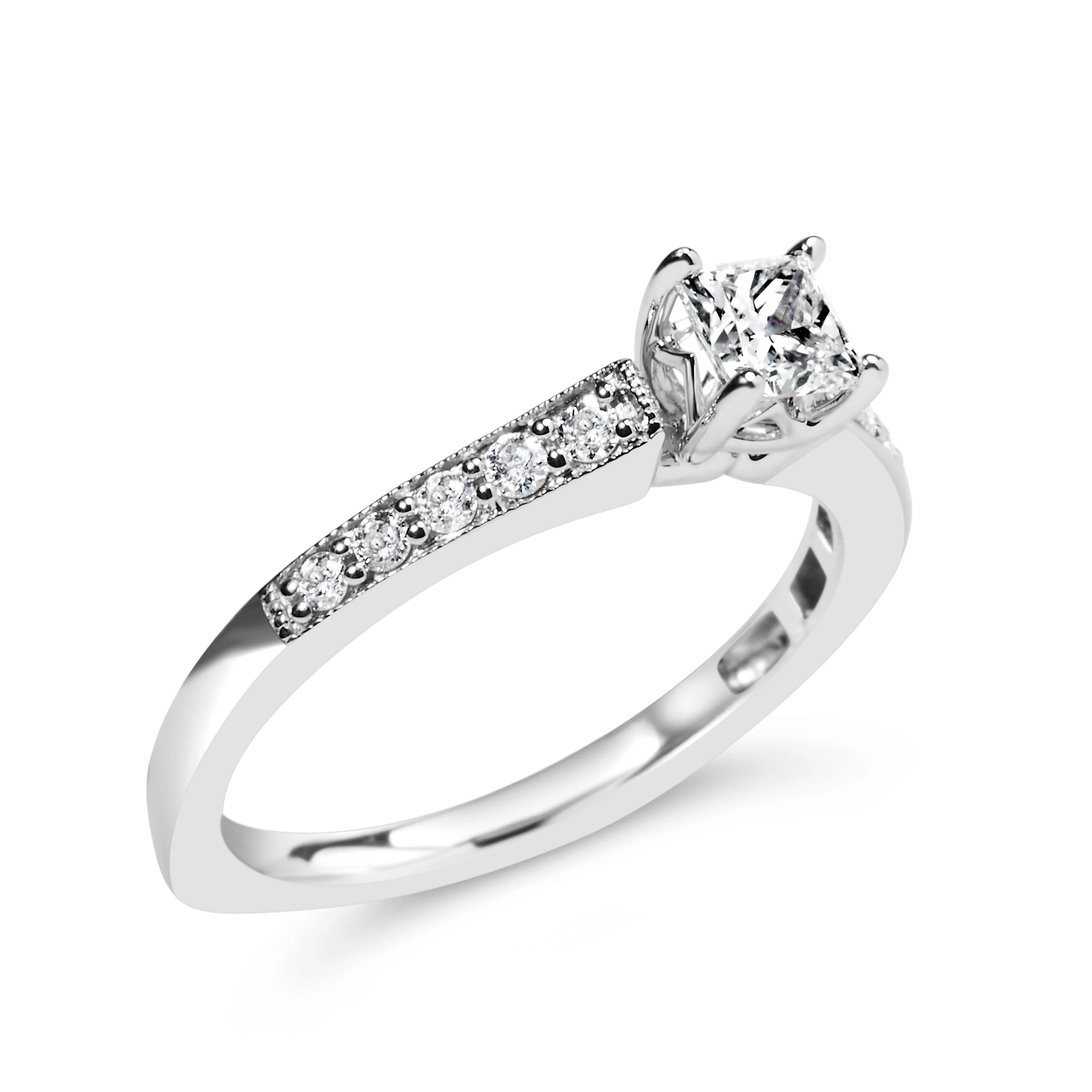 14K White Gold Diamond 1/2 Cttw Princess Cut Diamond Engagement Ring (G-H Color, VS2-SI1 Clarity) - Size 7 - Image 3