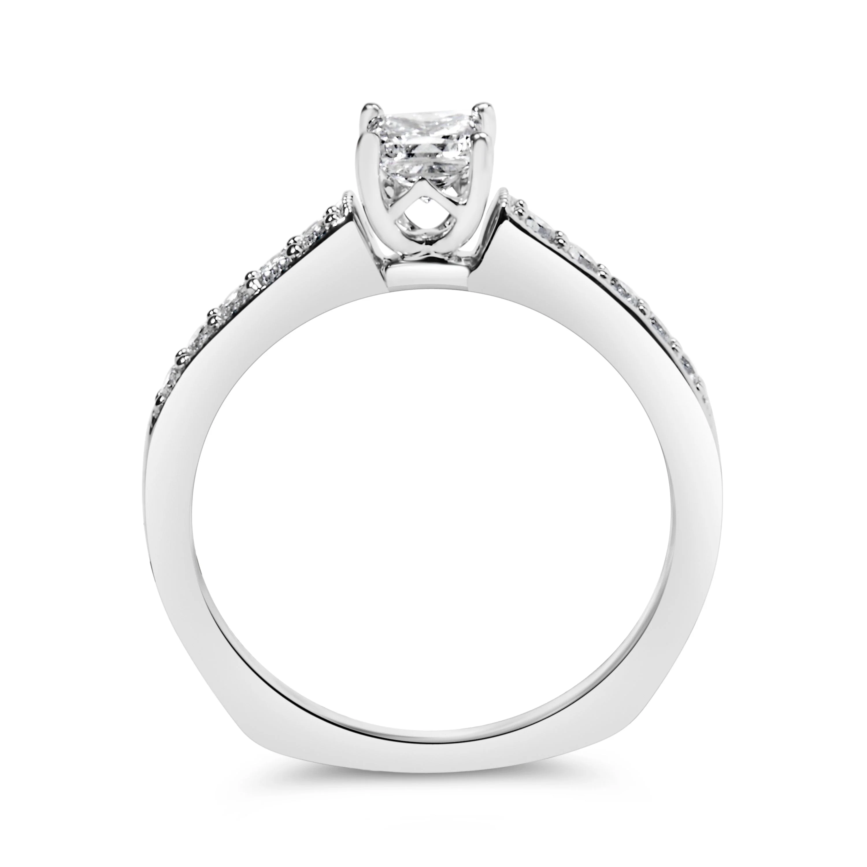 14K White Gold Diamond 1/2 Cttw Princess Cut Diamond Engagement Ring (G-H Color, VS2-SI1 Clarity) - Size 7 - Image 5