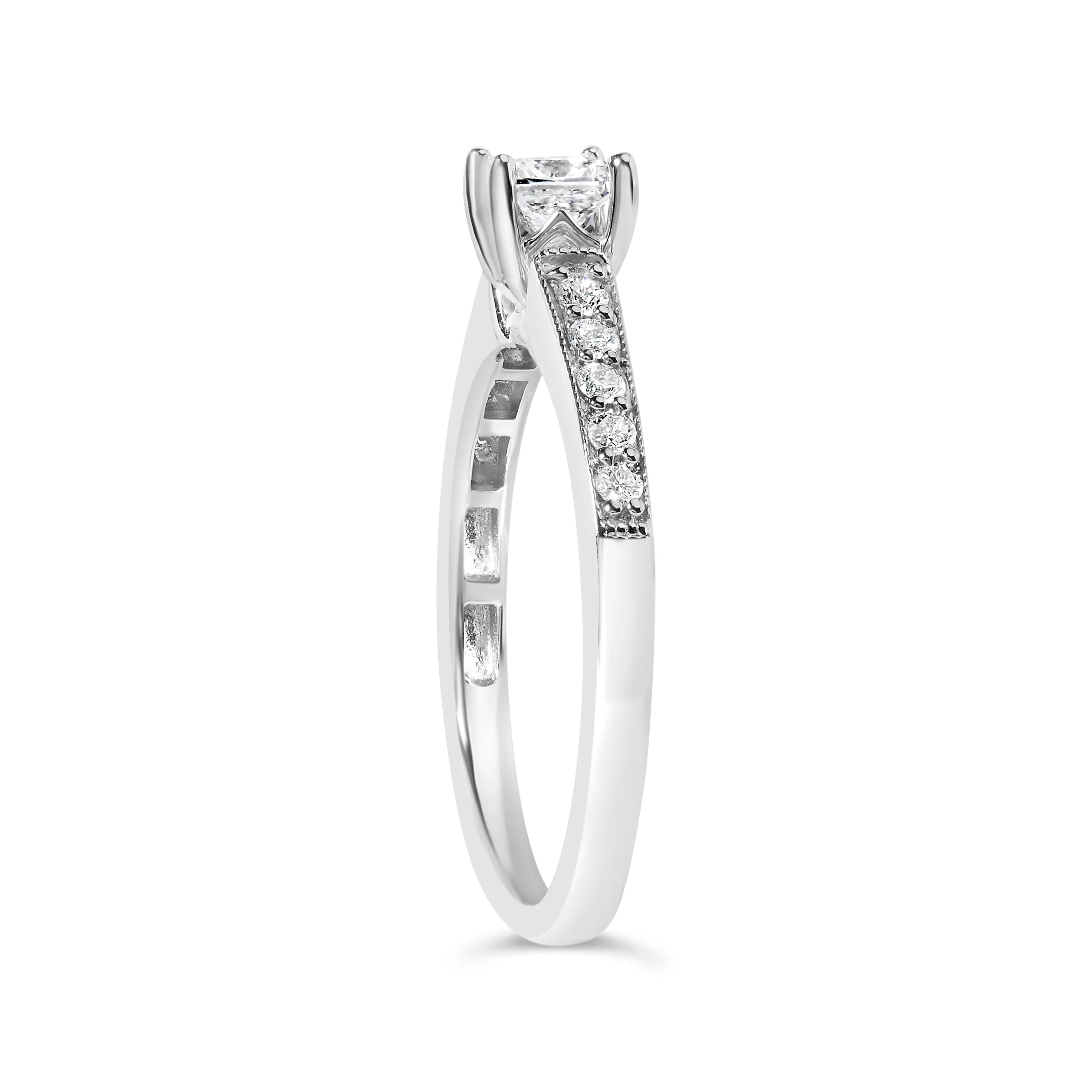 14K White Gold Diamond 1/2 Cttw Princess Cut Diamond Engagement Ring (G-H Color, VS2-SI1 Clarity) - Size 7 - Image 9