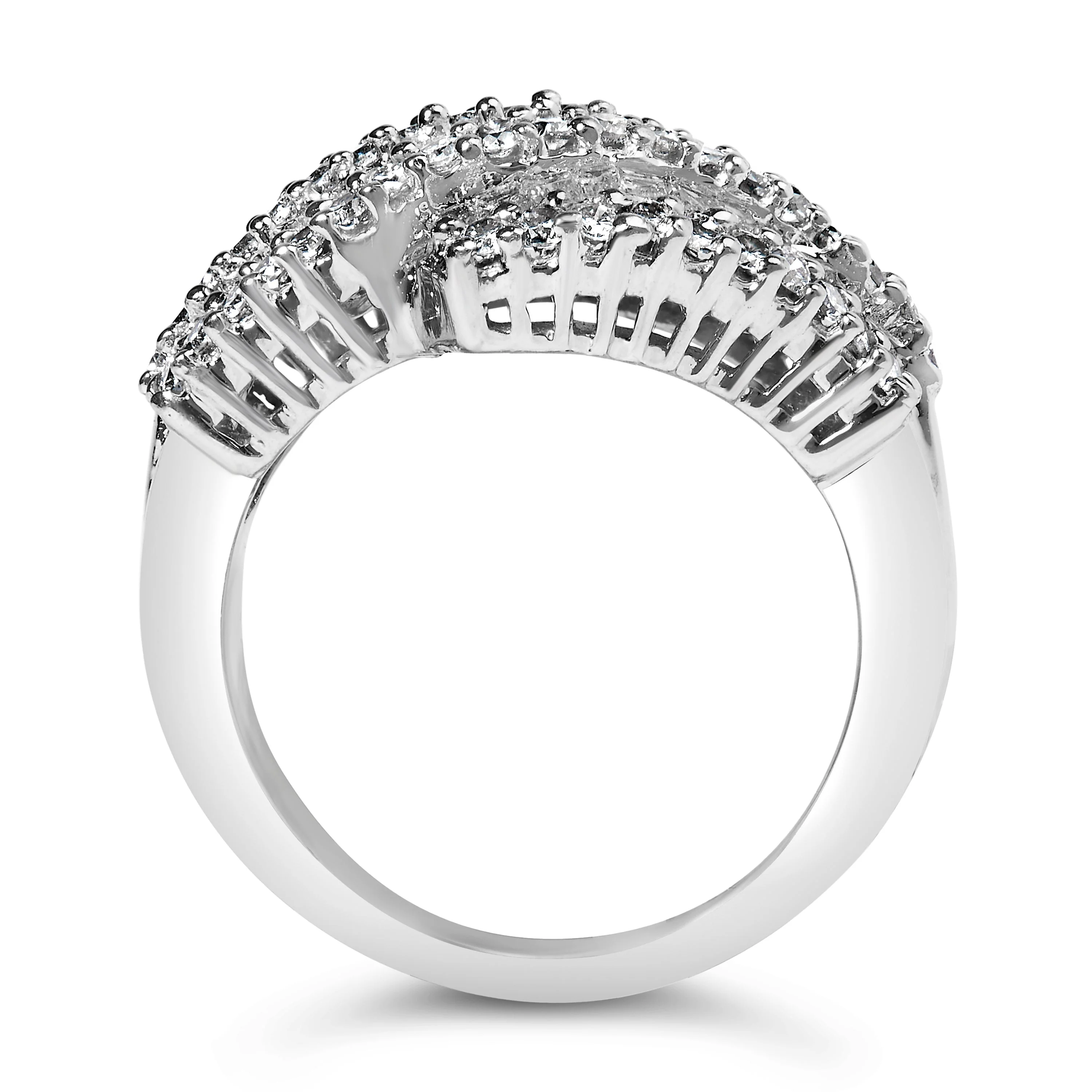 14K White Gold Diamond Cocktail Ring Band (1 3/4 Cttw, H-I Color, SI2-I1 Clarity) - Size 6-1/2 - Image 5