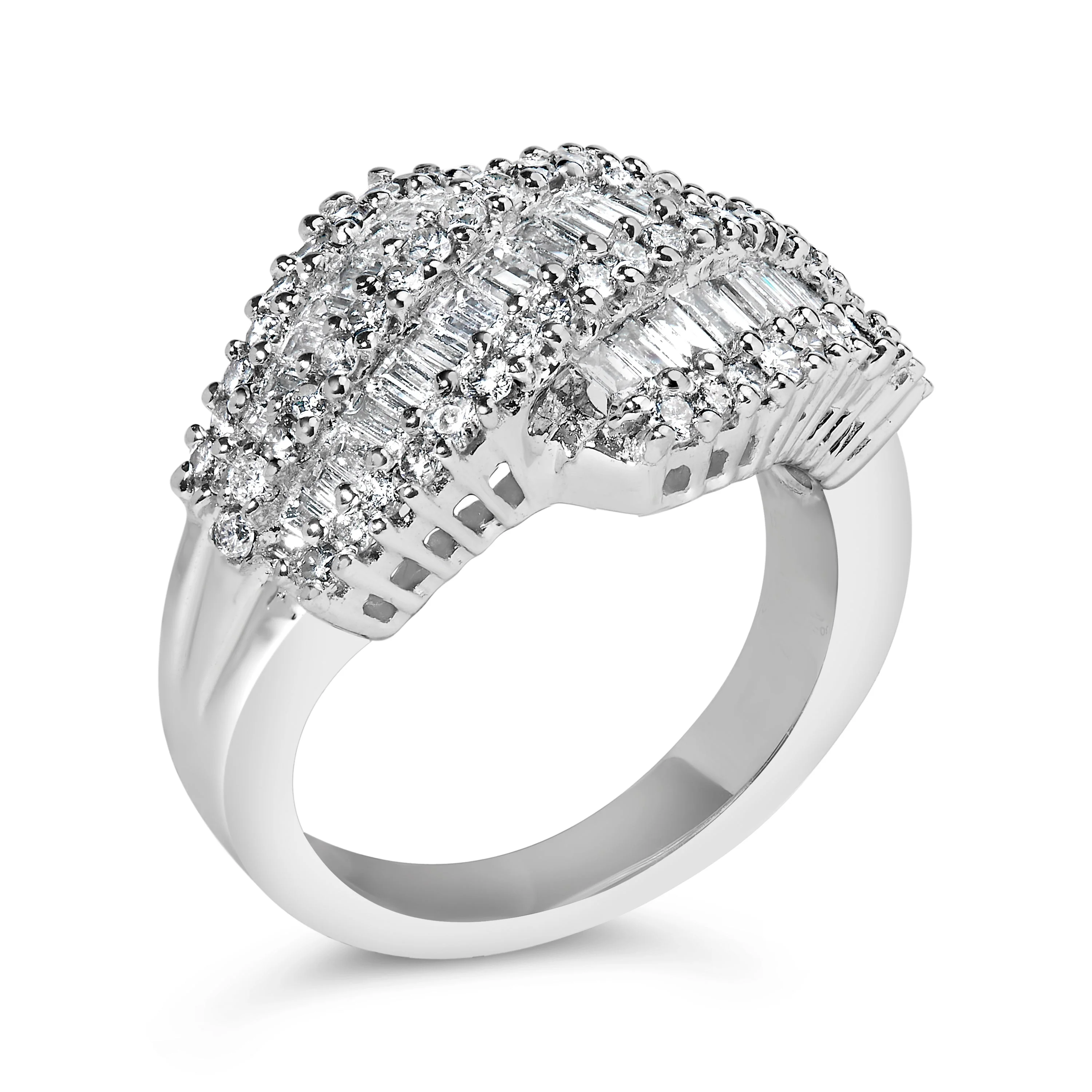 14K White Gold Diamond Cocktail Ring Band (1 3/4 Cttw, H-I Color, SI2-I1 Clarity) - Size 6-1/2 - Image 8