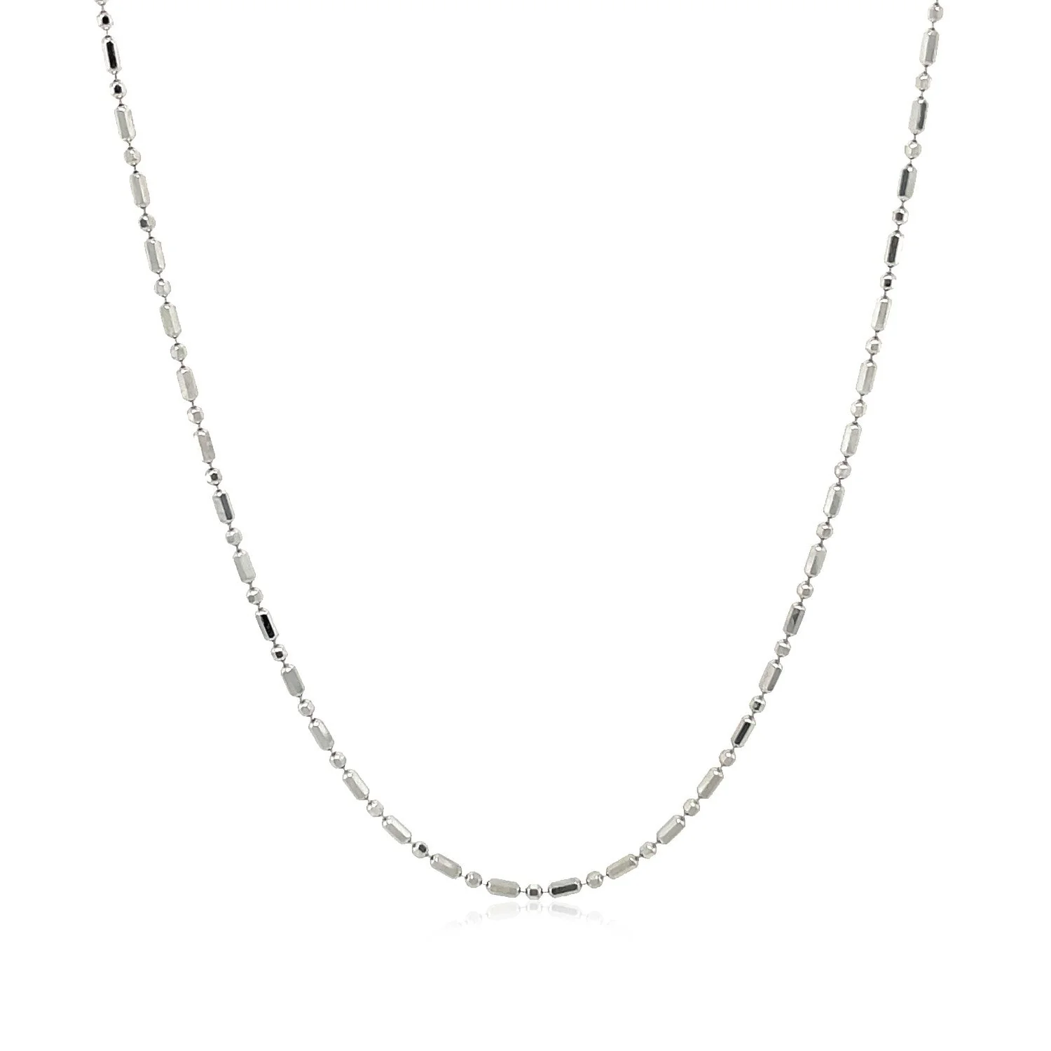14k White Gold Diamond-Cut Alternating Bead Chain 1.2mm - Image 2