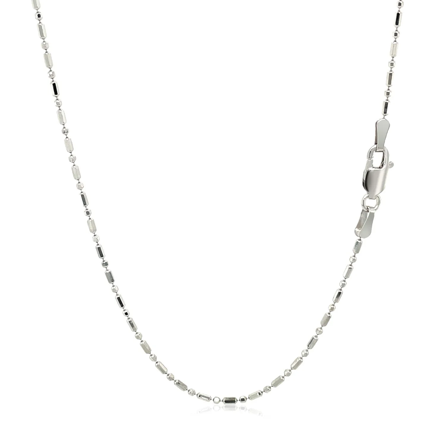14k White Gold Diamond-Cut Alternating Bead Chain 1.2mm - Image 9