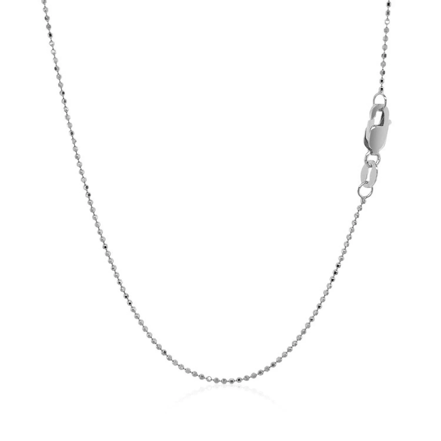 14k White Gold Diamond Cut Bead Chain 1.0mm - Image 8