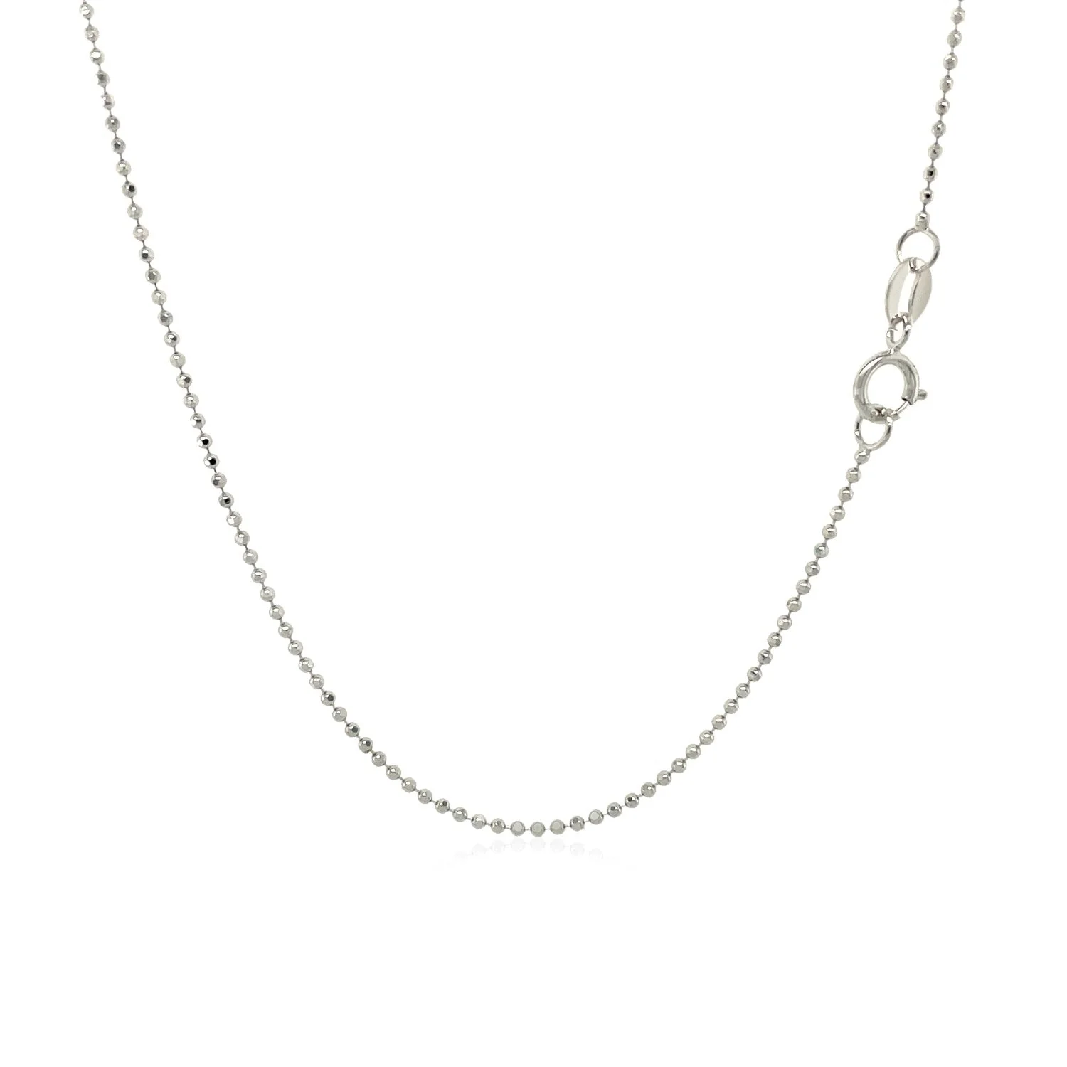14k White Gold Diamond-Cut Bead Chain 1.0mm - Image 5