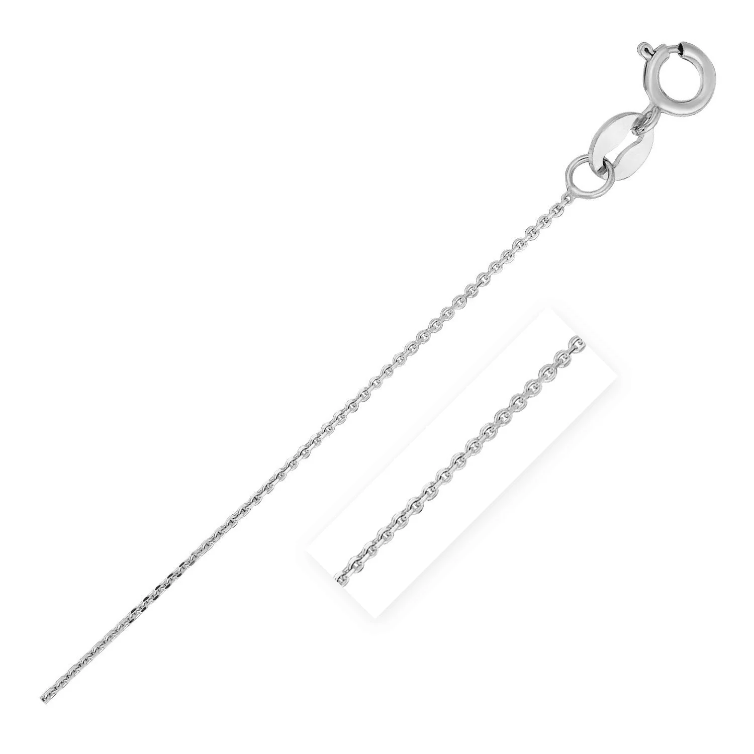14k White Gold Diamond Cut Cable Link Chain 0.7mm - Image 7