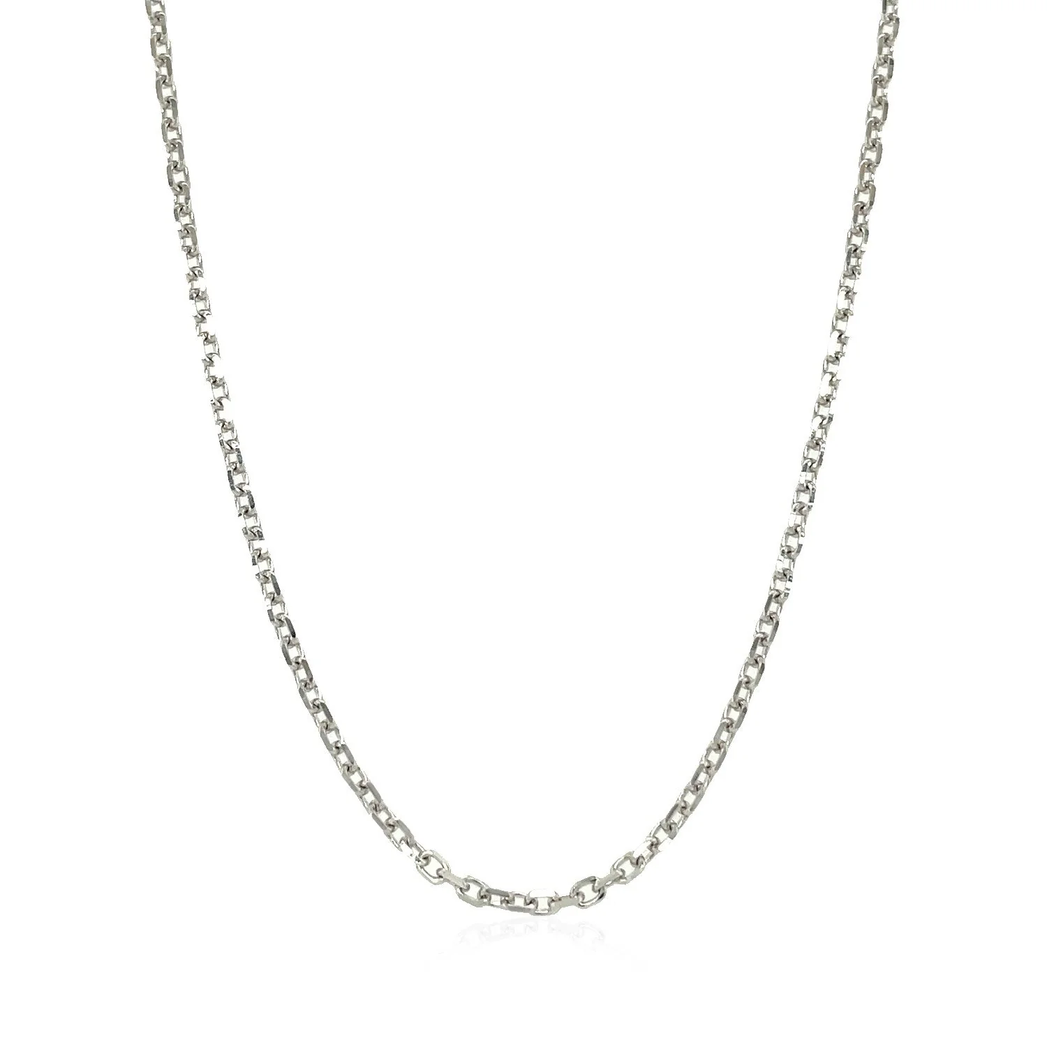 14k White Gold Diamond Cut Cable Link Chain 1.8mm - Image 2