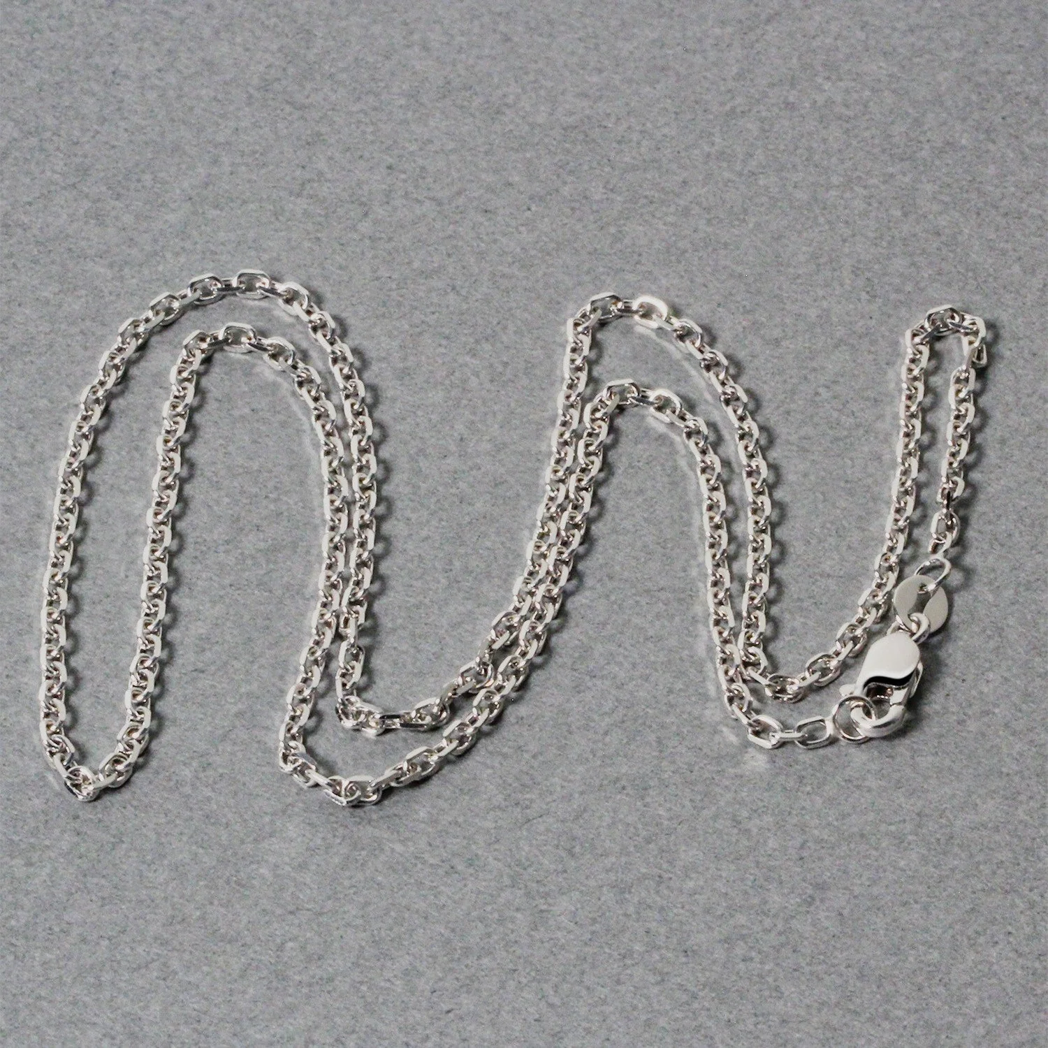 14k White Gold Diamond Cut Cable Link Chain 1.8mm - Image 5