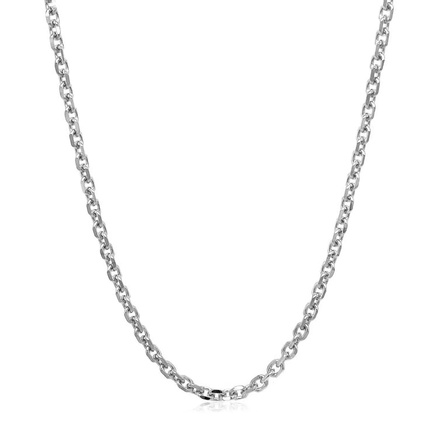 14k White Gold Diamond Cut Cable Link Chain (2.60 mm) - Image 9