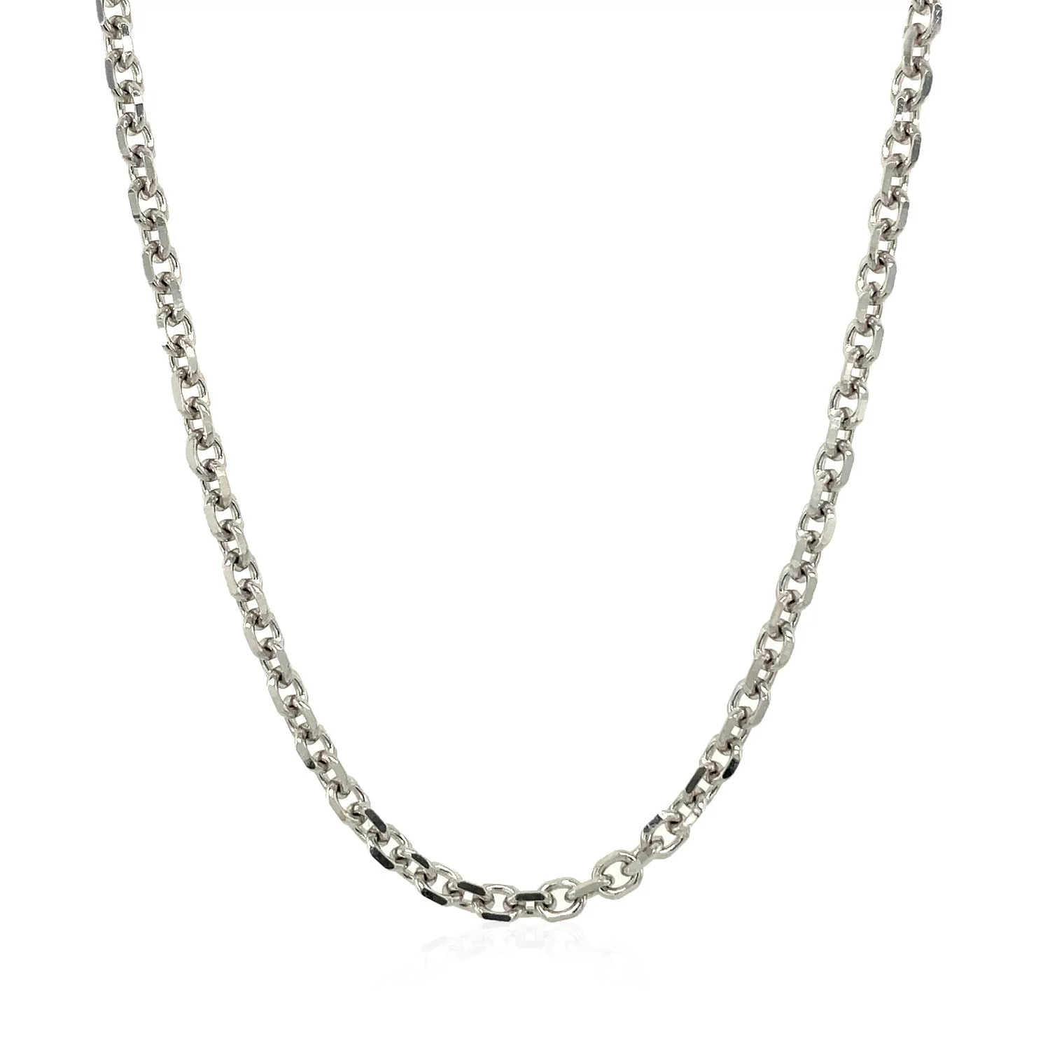 14k White Gold Diamond Cut Cable Link Chain (2.90 mm) - Image 9