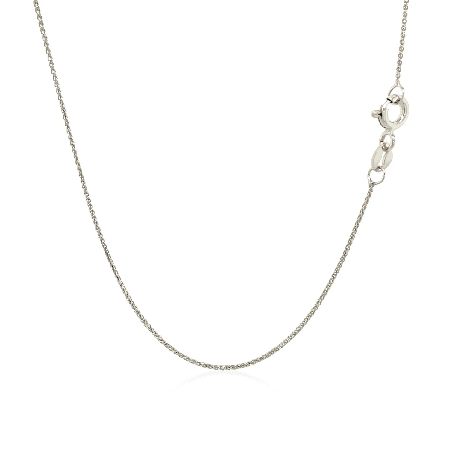 14k White Gold Diamond Cut Round Wheat Chain 0.6mm - Image 8