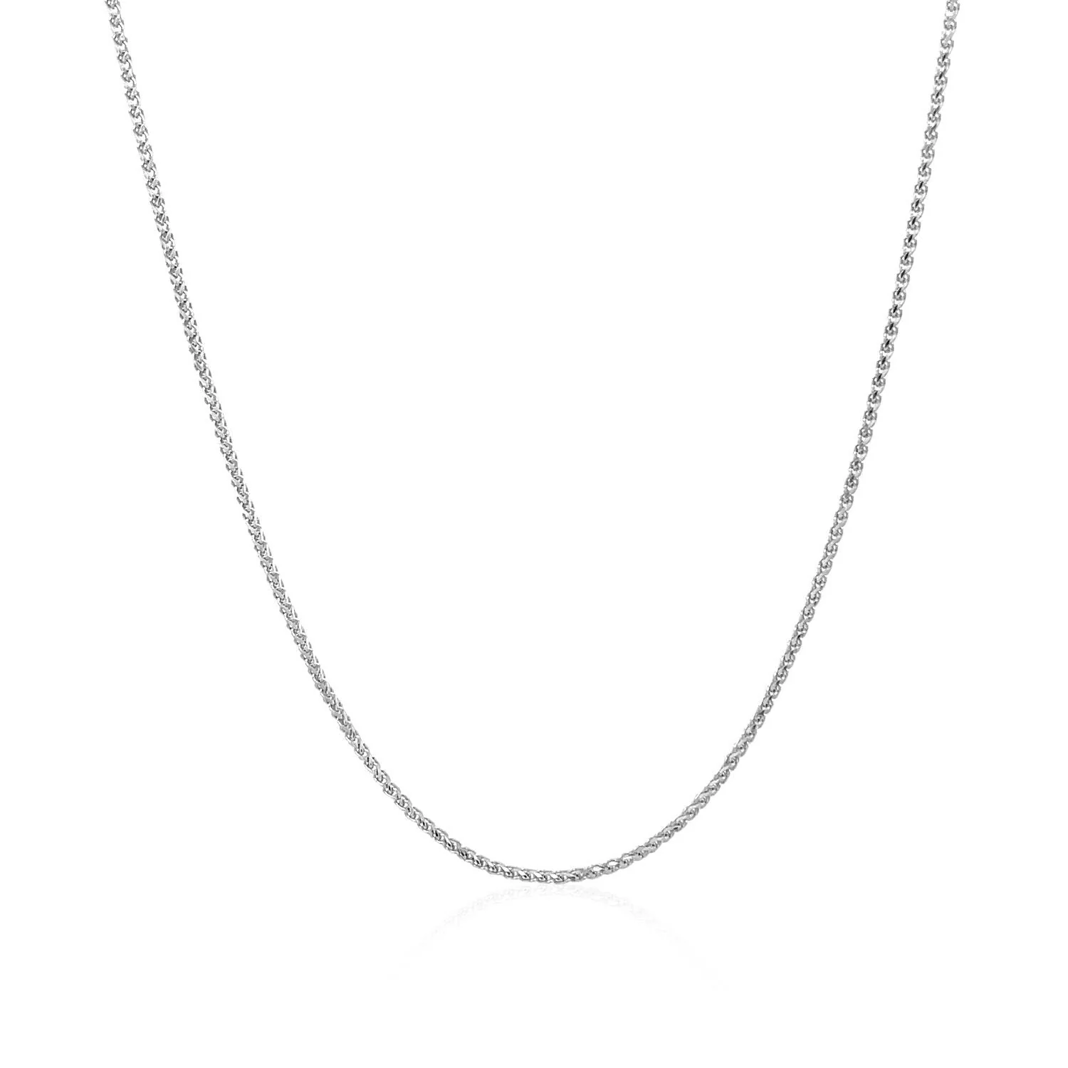 14k White Gold Diamond Cut Round Wheat Chain 1.0mm - Image 7