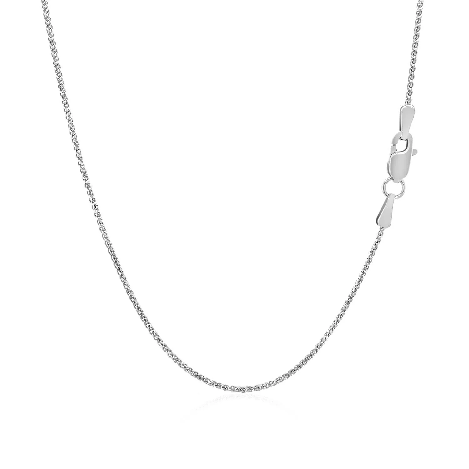 14k White Gold Diamond Cut Round Wheat Chain 1.0mm - Image 8