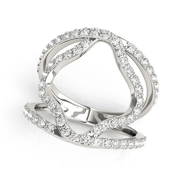 14k White Gold Diamond Flower Style Dual Band Ring (5/8 cttw) - Image 5