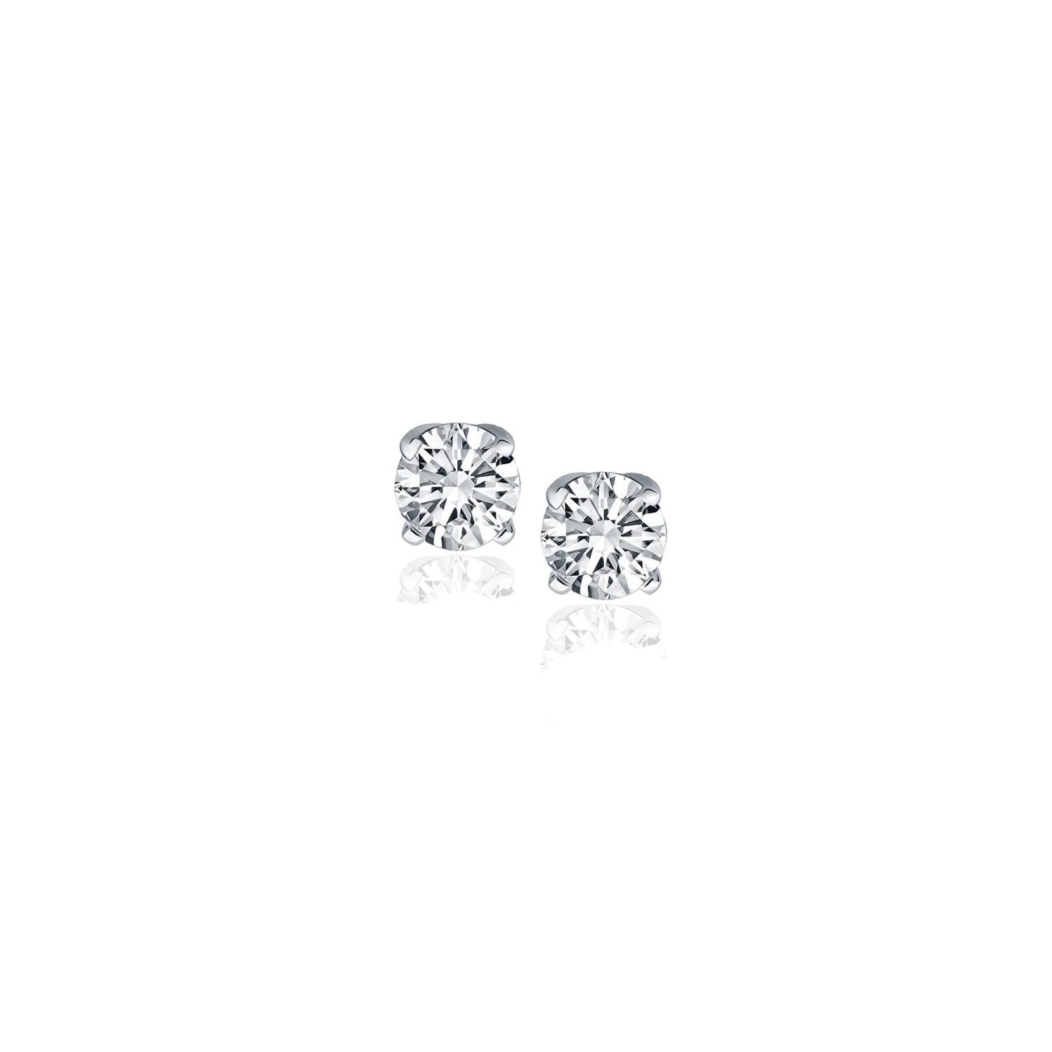 14k White Gold Diamond Four Prong Stud Earrings (1/4 cttw) - Image 3
