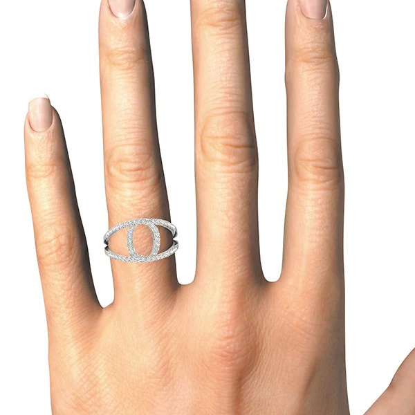 14k White Gold Diamond Loop Style Dual Band Ring (1/2 cttw) - Image 8