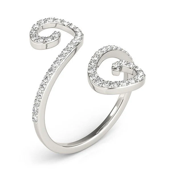 14k White Gold Diamond Open Flourish Style Ring (1/2 cttw) - Image 3