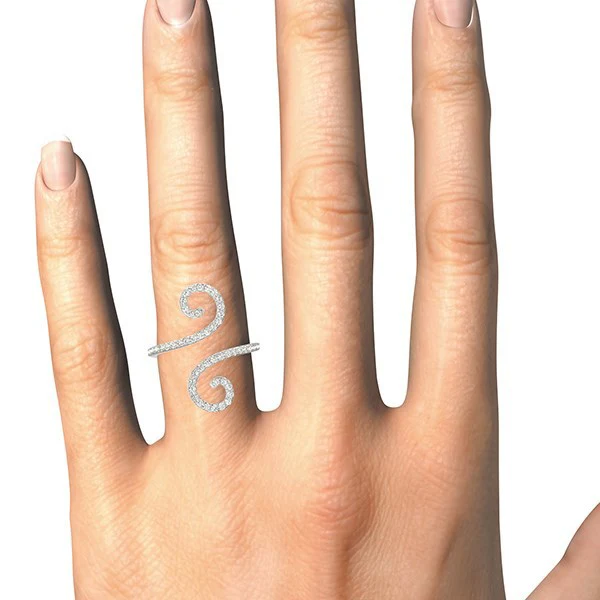 14k White Gold Diamond Open Flourish Style Ring (1/2 cttw) - Image 4