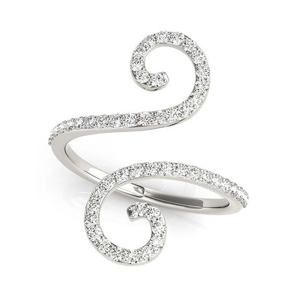 14k White Gold Diamond Open Flourish Style Ring (1/2 cttw) - Image 6