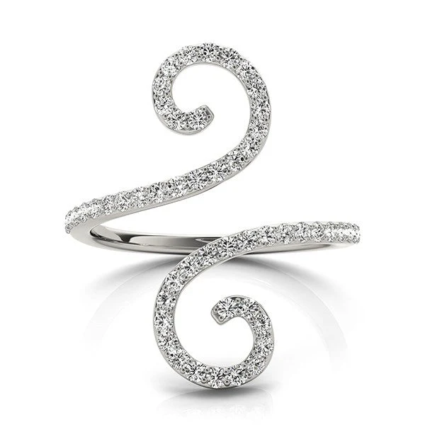 14k White Gold Diamond Open Flourish Style Ring (1/2 cttw) - Image 7