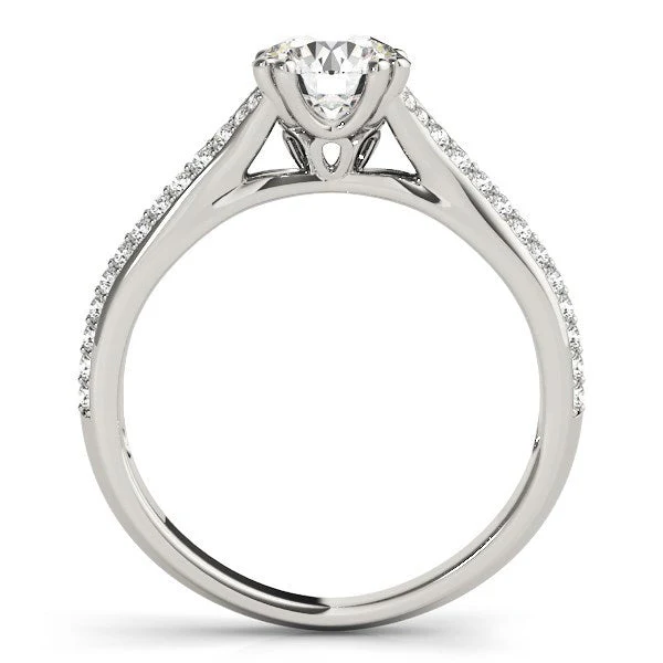 14k White Gold Double Prong Multirow Band Diamond Engagement Ring (1 1/8 cttw) - Image 2