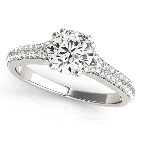 14k White Gold Double Prong Multirow Band Diamond Engagement Ring (1 1/8 cttw) - Image 3
