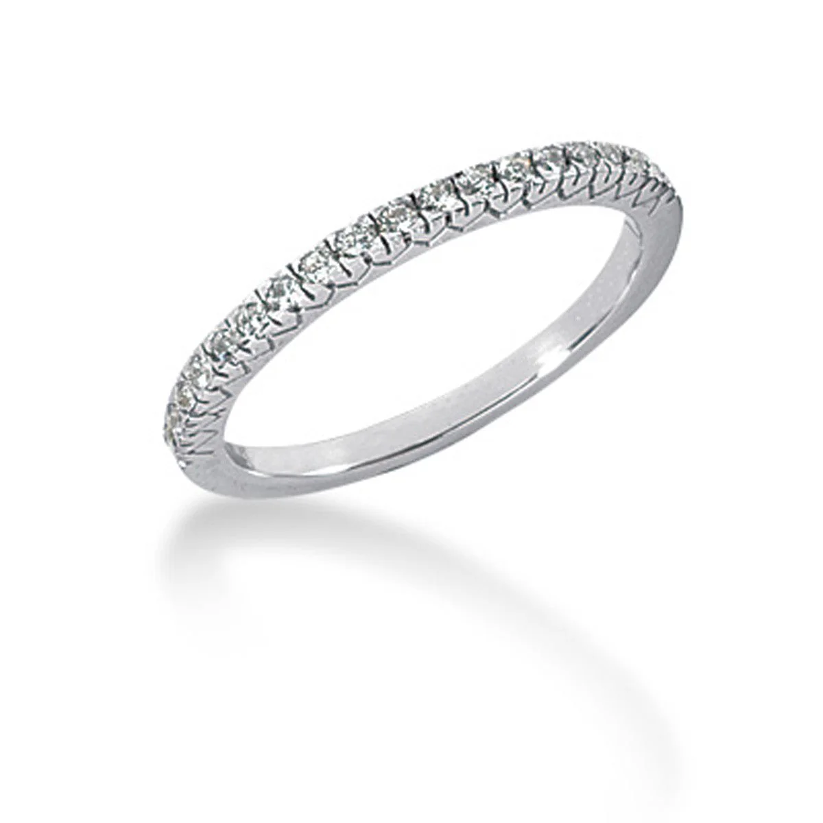 14k White Gold Engraved Fishtail V Pave Diamond Wedding Ring Band - Image 2