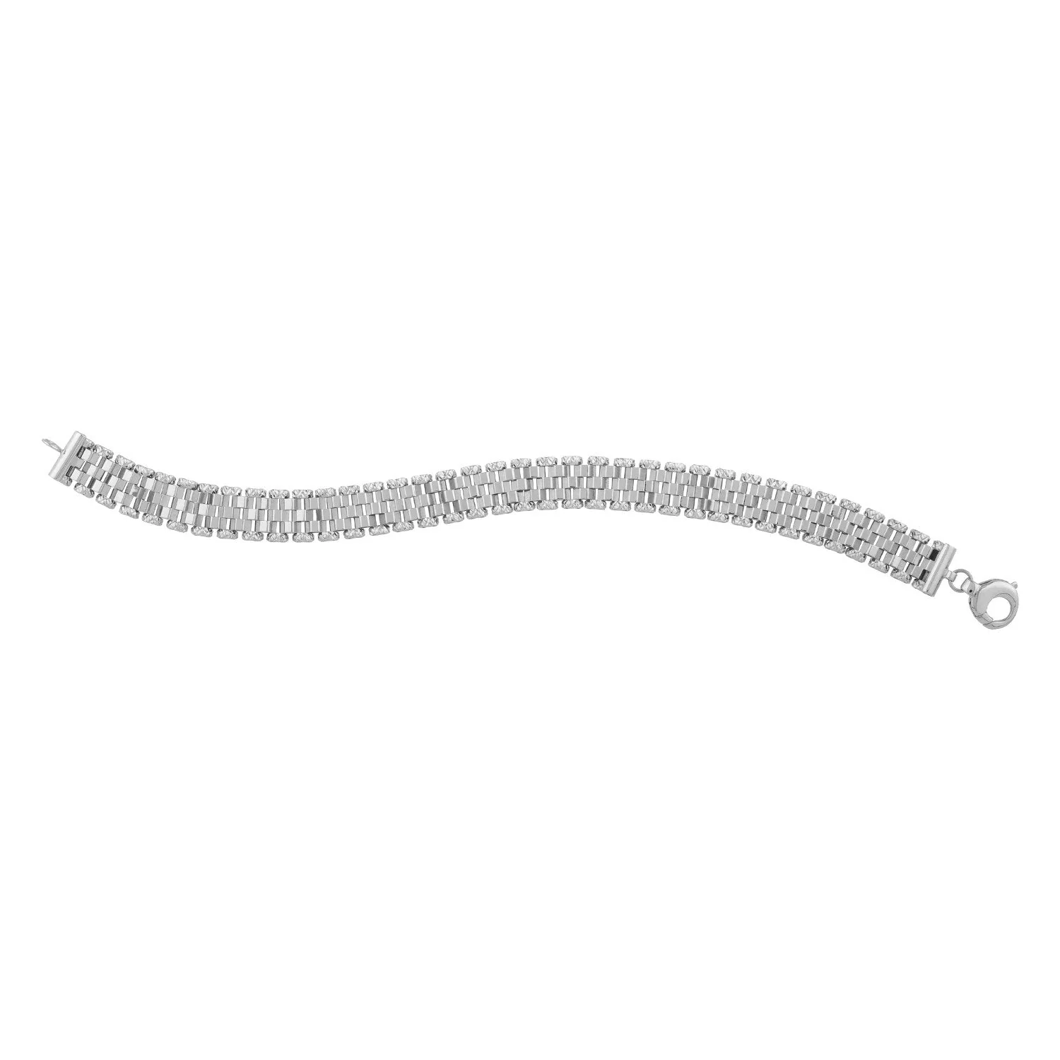 14k White Gold Faceted Panther Link Chain Bracelet - Image 4