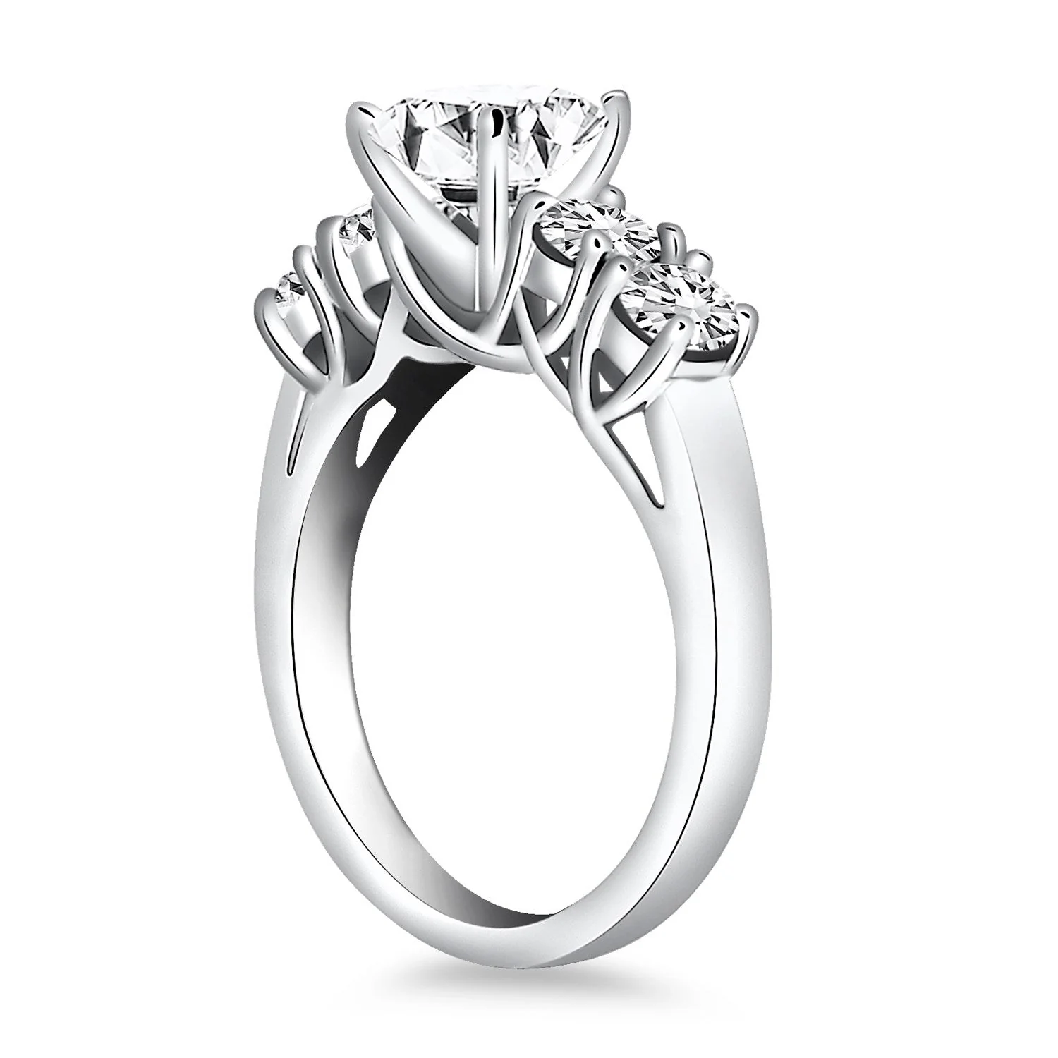 14k White Gold Five Stone Diamond Trellis Engagement Ring - Image 5
