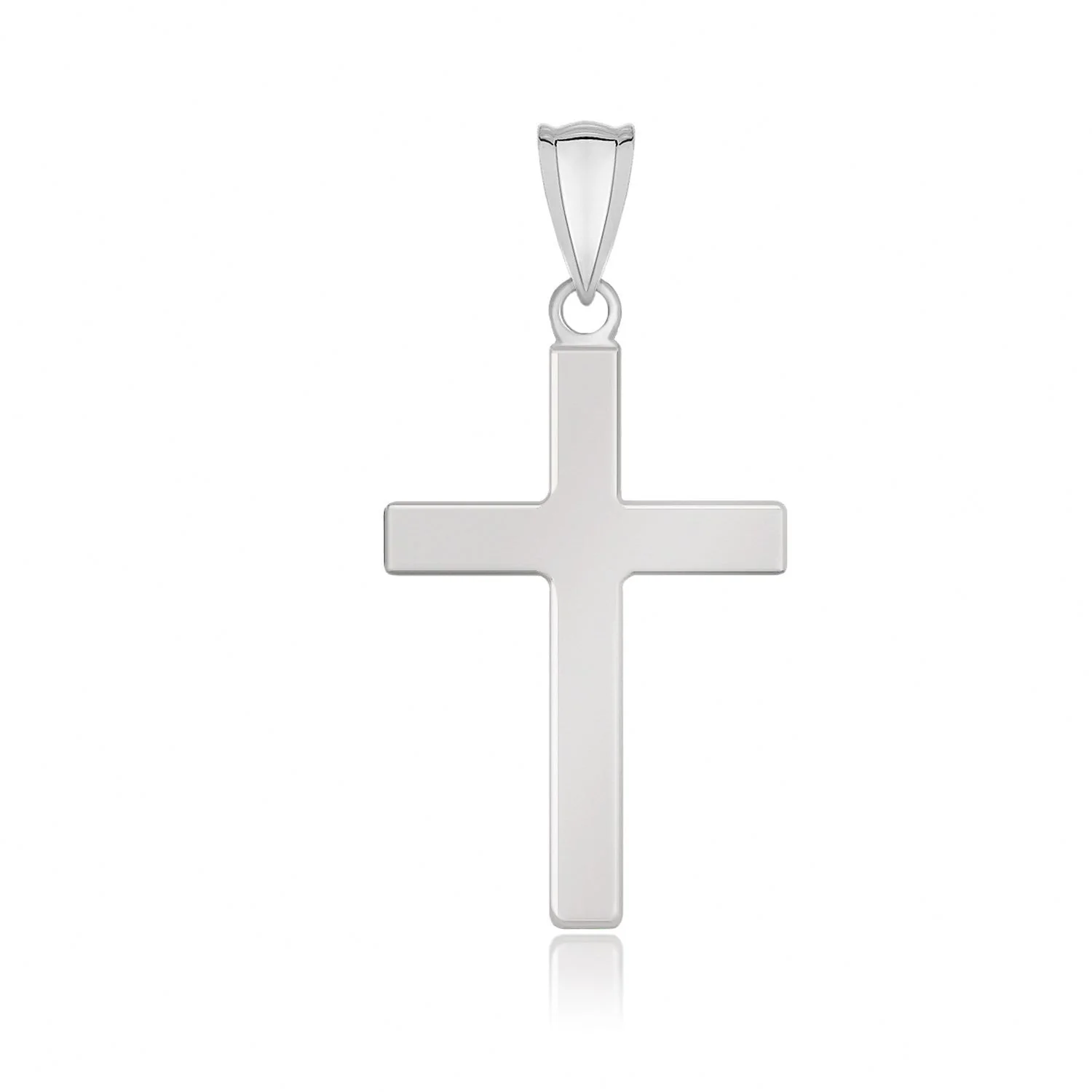 14k White Gold Flat Design Cross Pendant - Image 2
