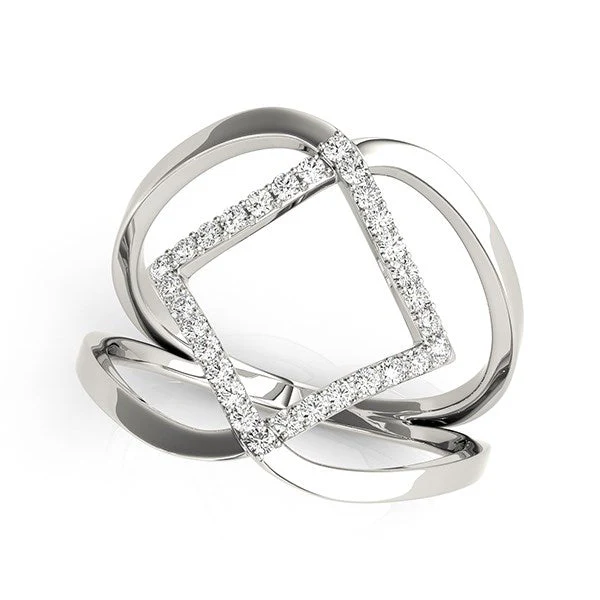 14k White Gold Interlaced Design Diamond Ring (1/5 cttw) - Image 5