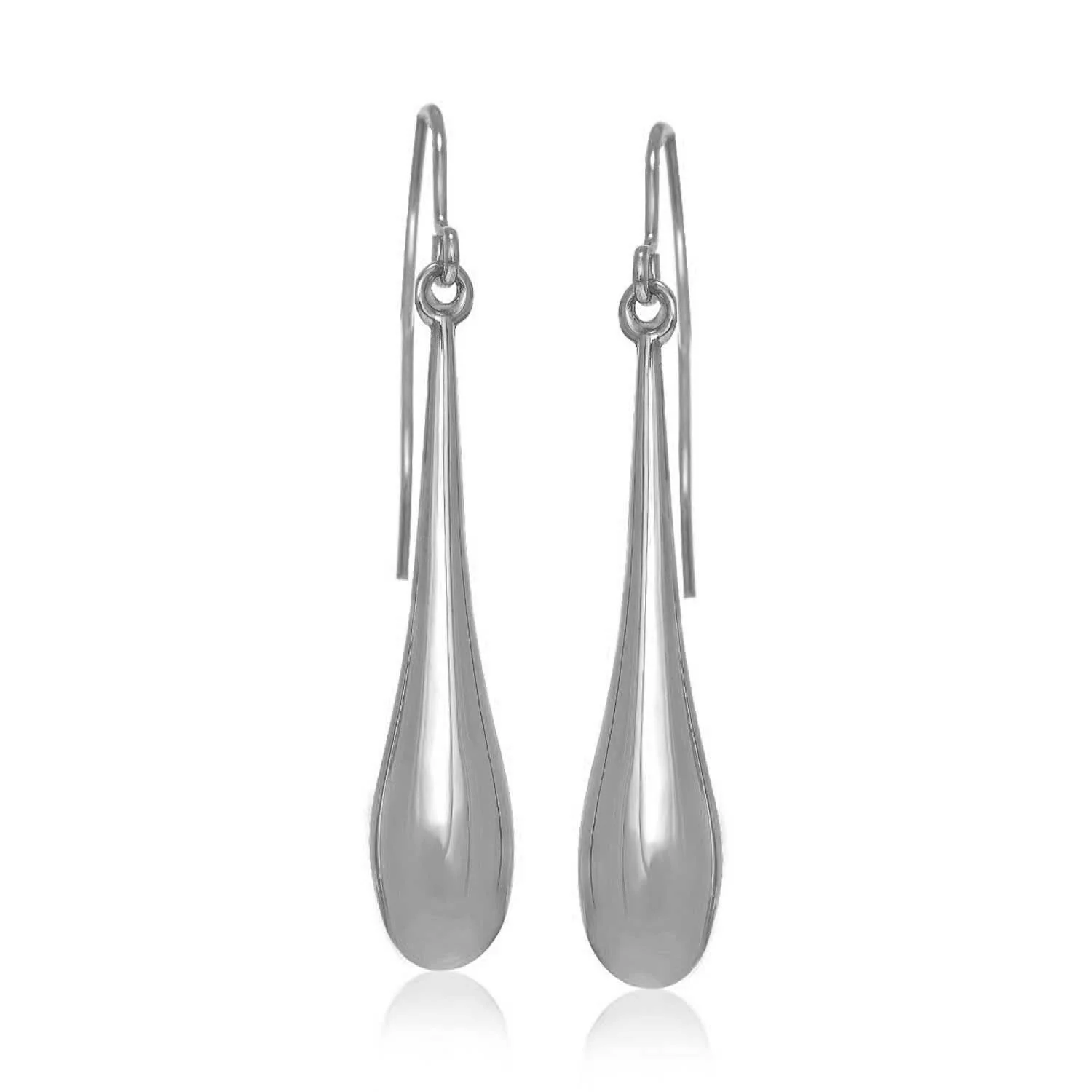 14k White Gold Long Polished Teardrop Dangling Earrings - Image 3