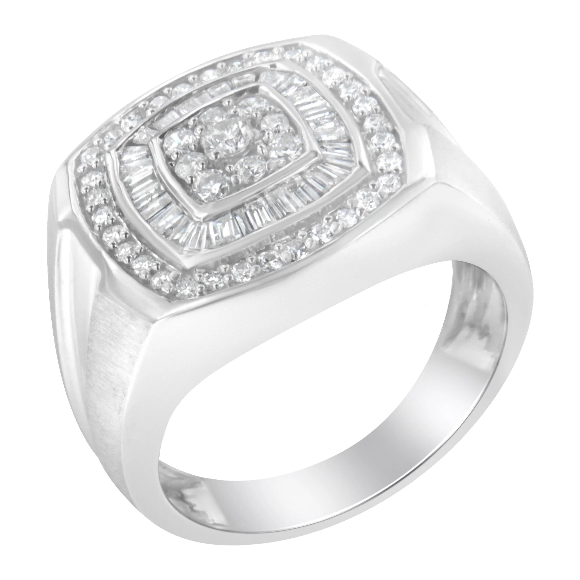 14K White Gold Men's 1 CTTW Diamond Band Ring